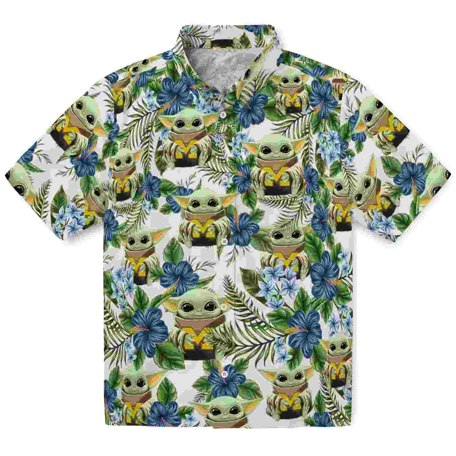 Michigan Wolverines Tropical Yoda Green Hawaiian Shirt