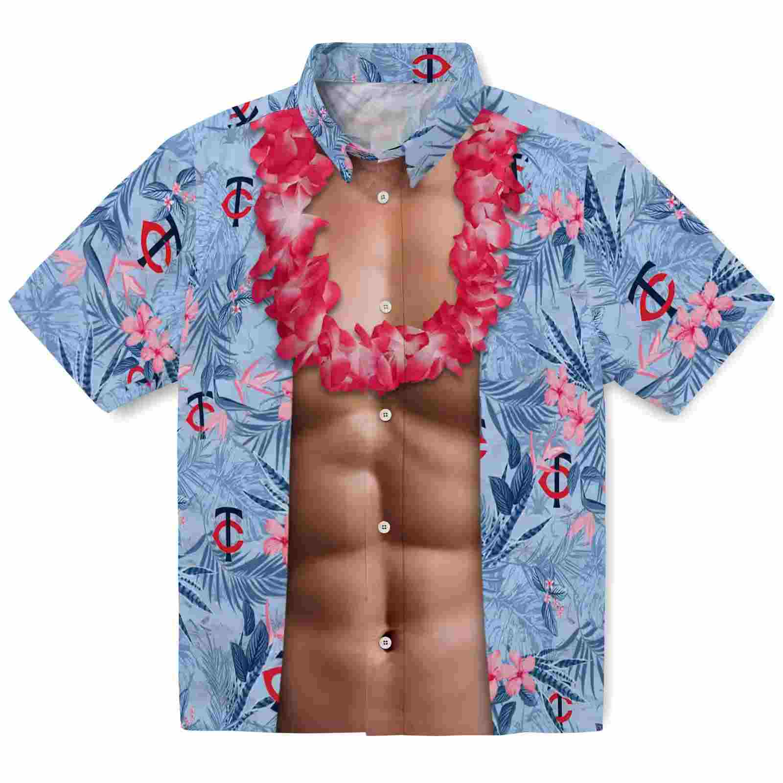 Minnesota Twins Chest Illusion Navy Hawaiian Shirt