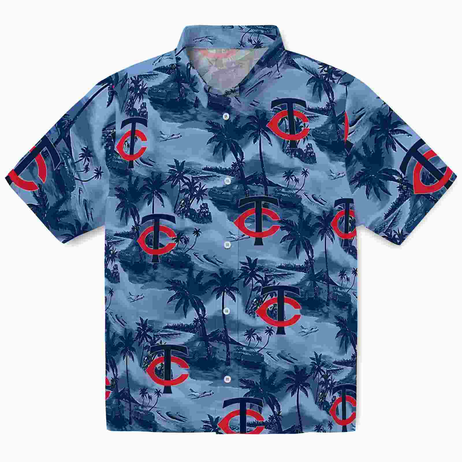 Minnesota Twins Coastal Palms Navy Hawaiian Shirt