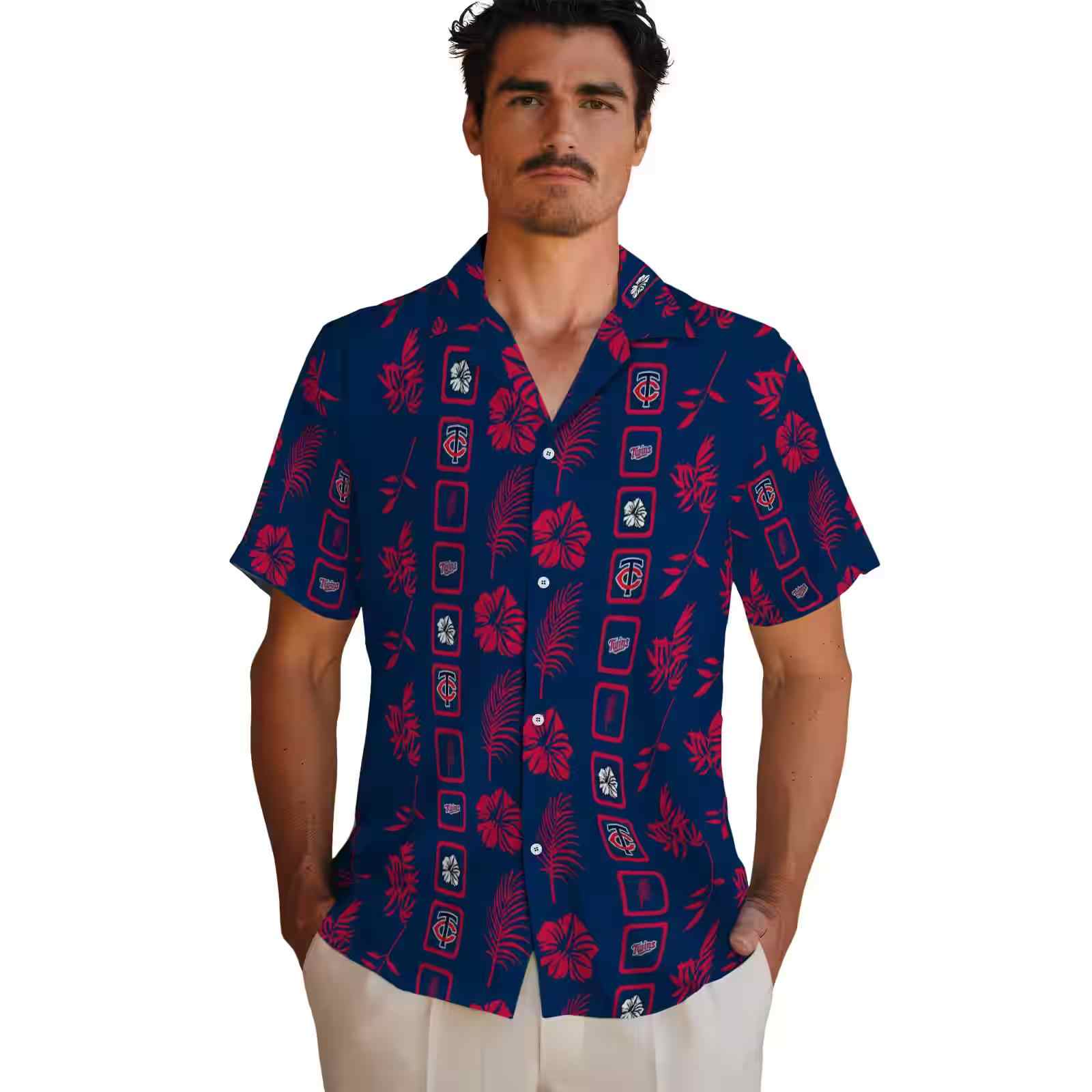 minnesota twins framed floral navy hawaiian shirt fashion forward