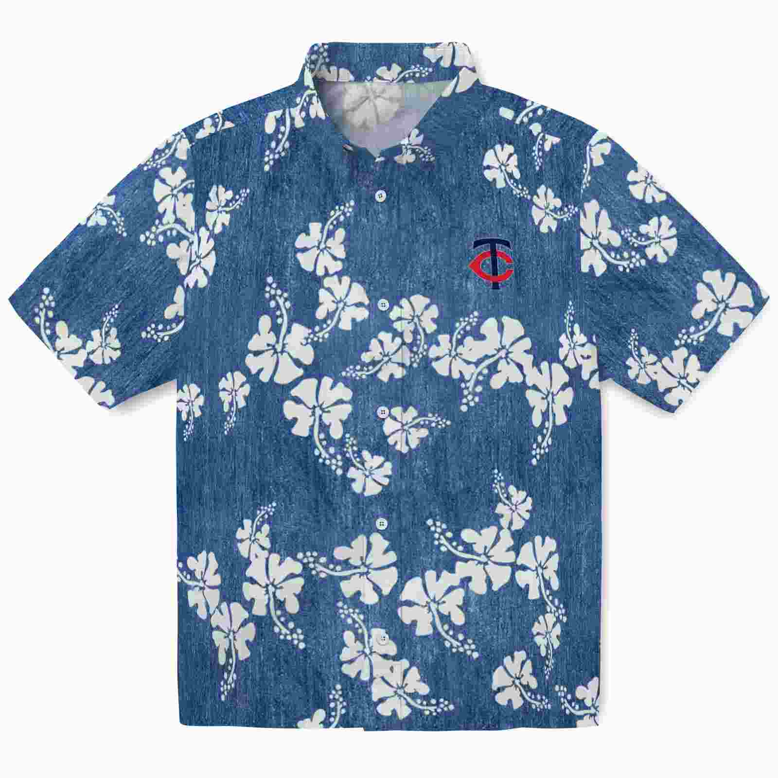 Minnesota Twins Hibiscus Clusters Navy Hawaiian Shirt