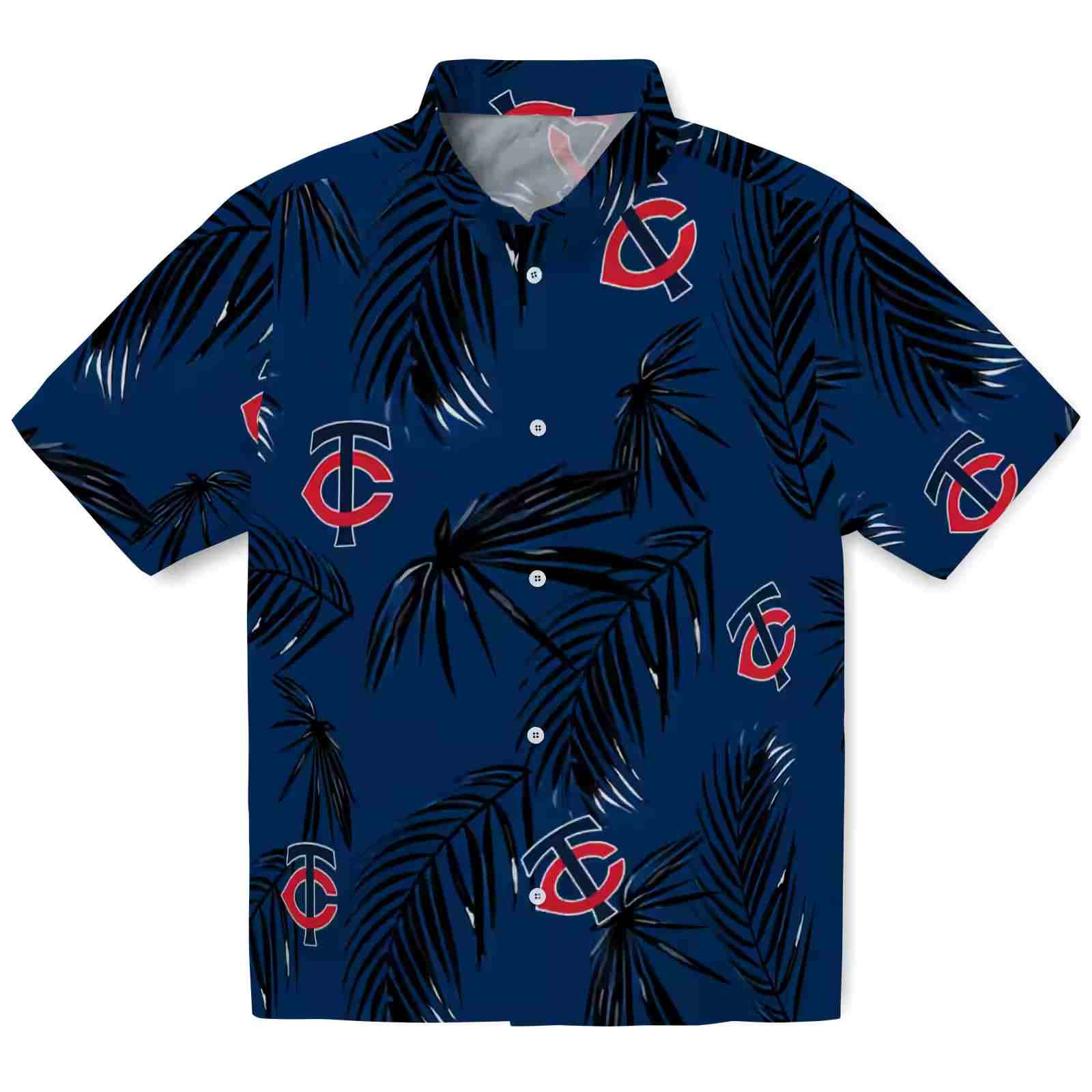 Minnesota Twins Palm Leaf Navy Hawaiian Shirt