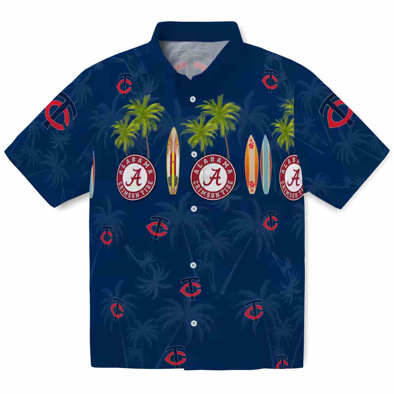 Minnesota Twins Surfboard Palm Navy Hawaiian Shirt