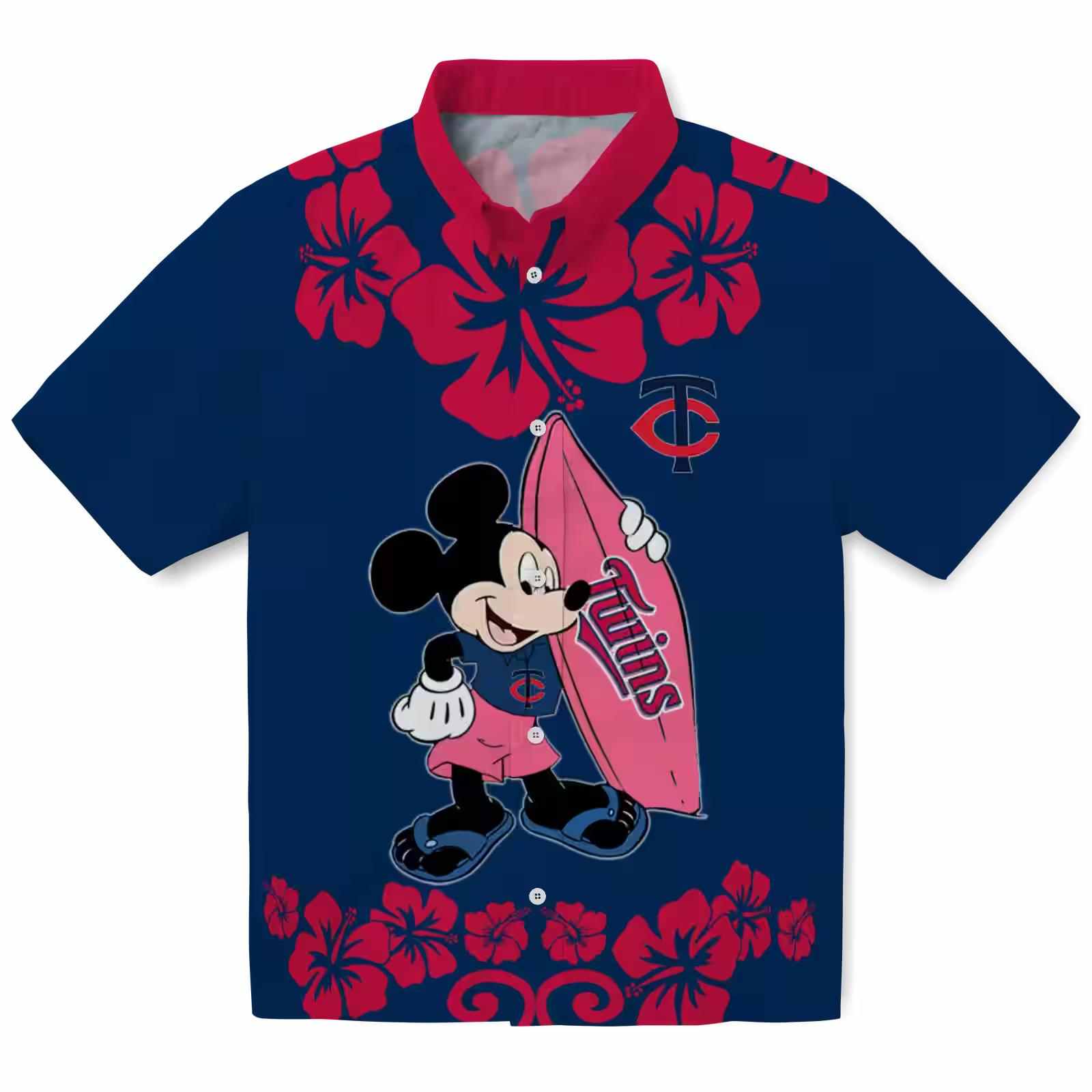 Minnesota Twins Surfing Mickey Navy Hawaiian Shirt