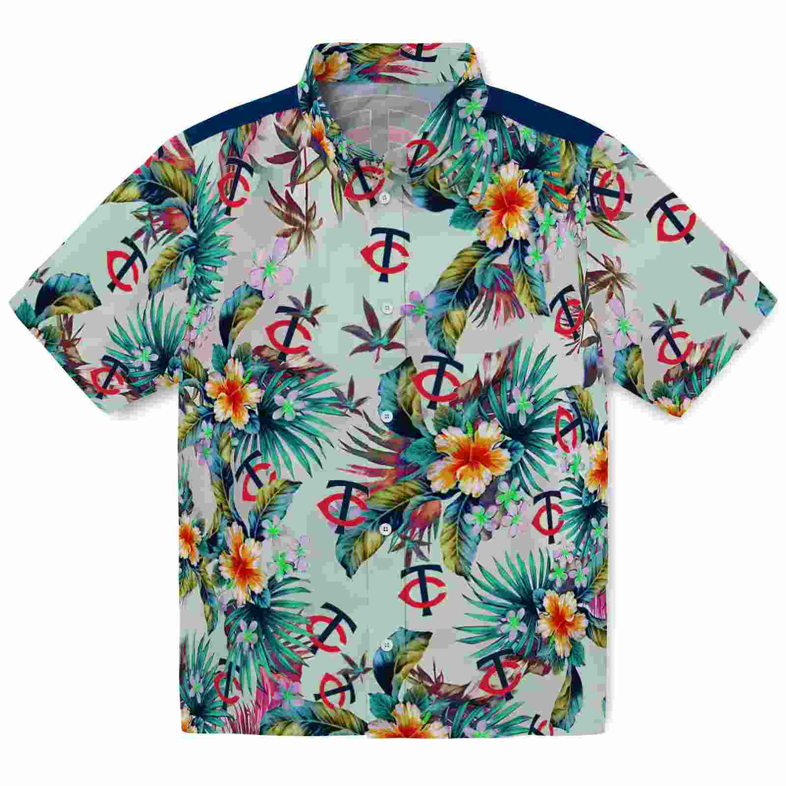 Minnesota Twins Tropical Foliage Green Hawaiian Shirt