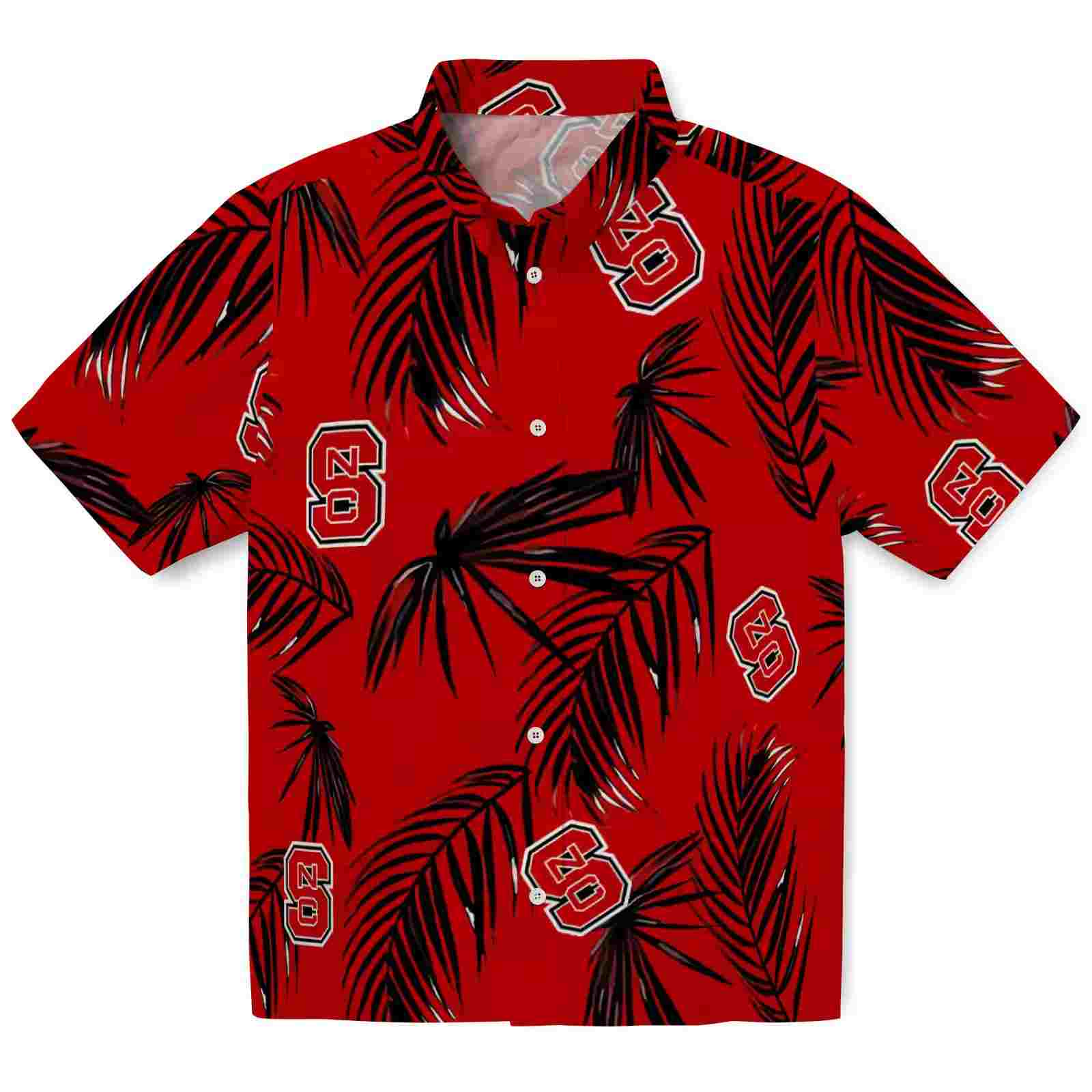 NC State Wolfpack Palm Leaf Red Hawaiian Shirt