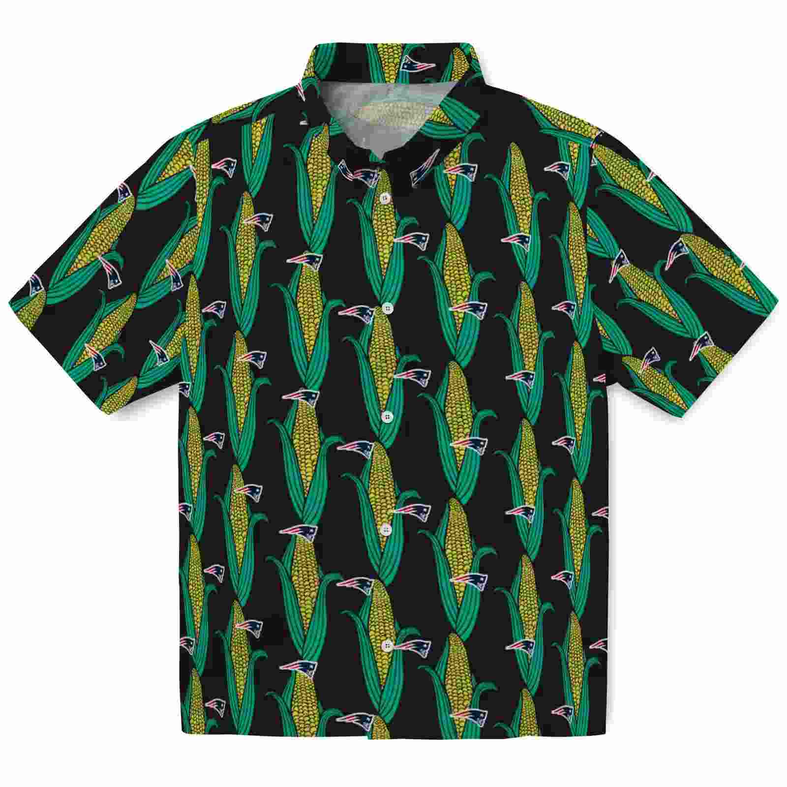 New England Patriots Corn Motifs Black Green Hawaiian Shirt