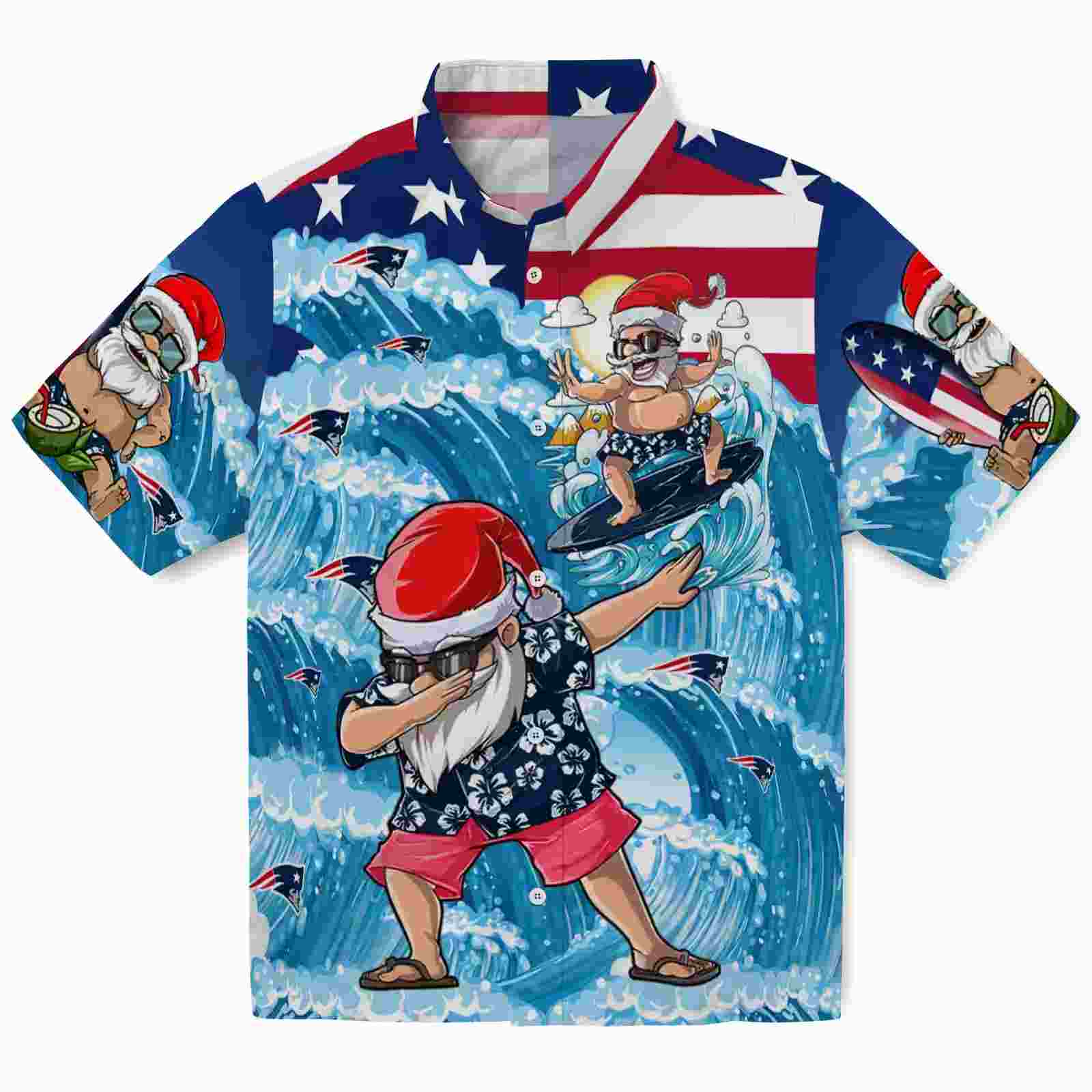 new england patriots surfing santa blue hawaiian shirt best selling