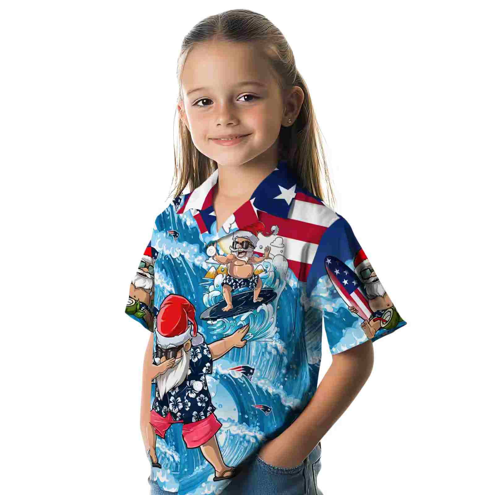 new england patriots surfing santa blue hawaiian shirt premium grade