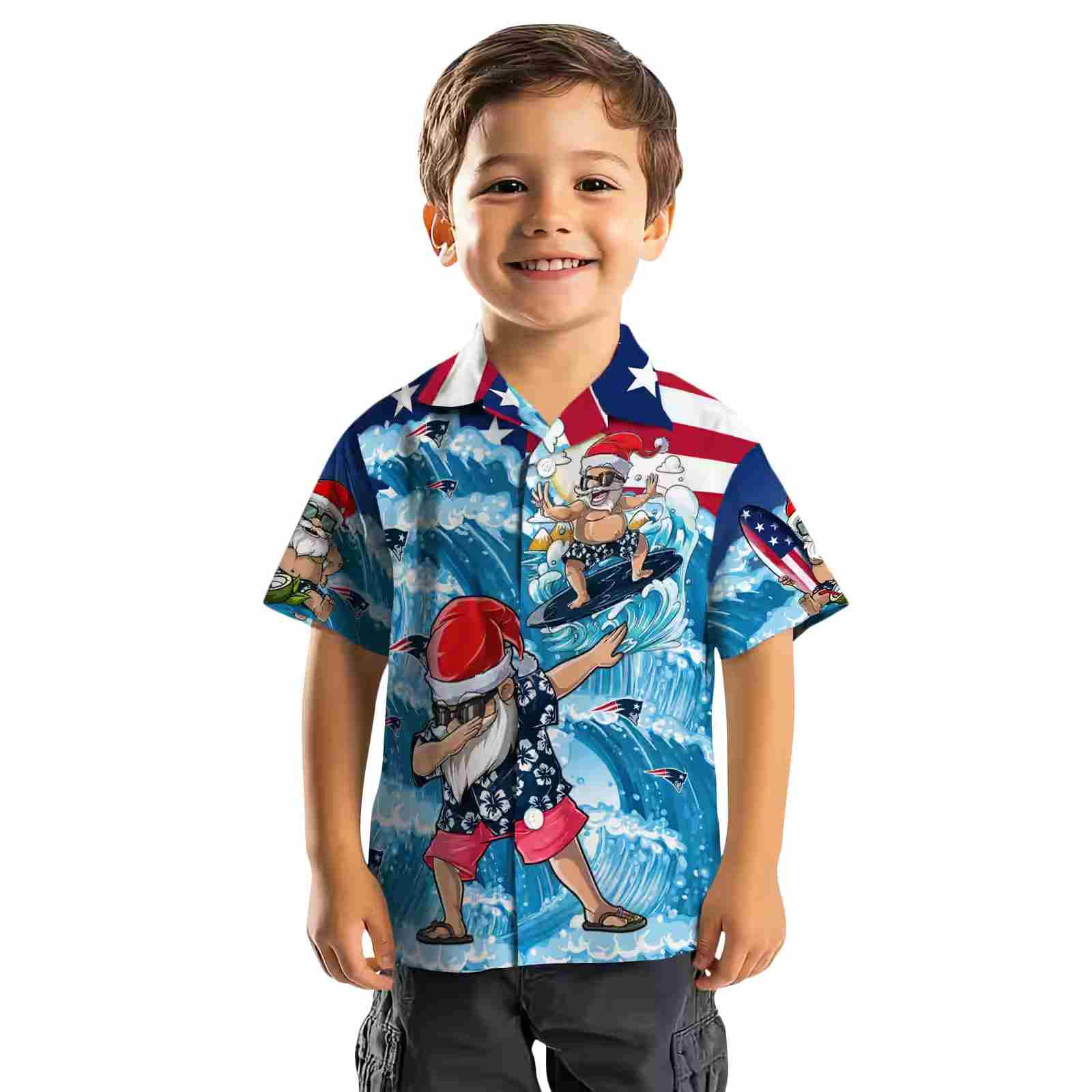 new england patriots surfing santa blue hawaiian shirt top rated