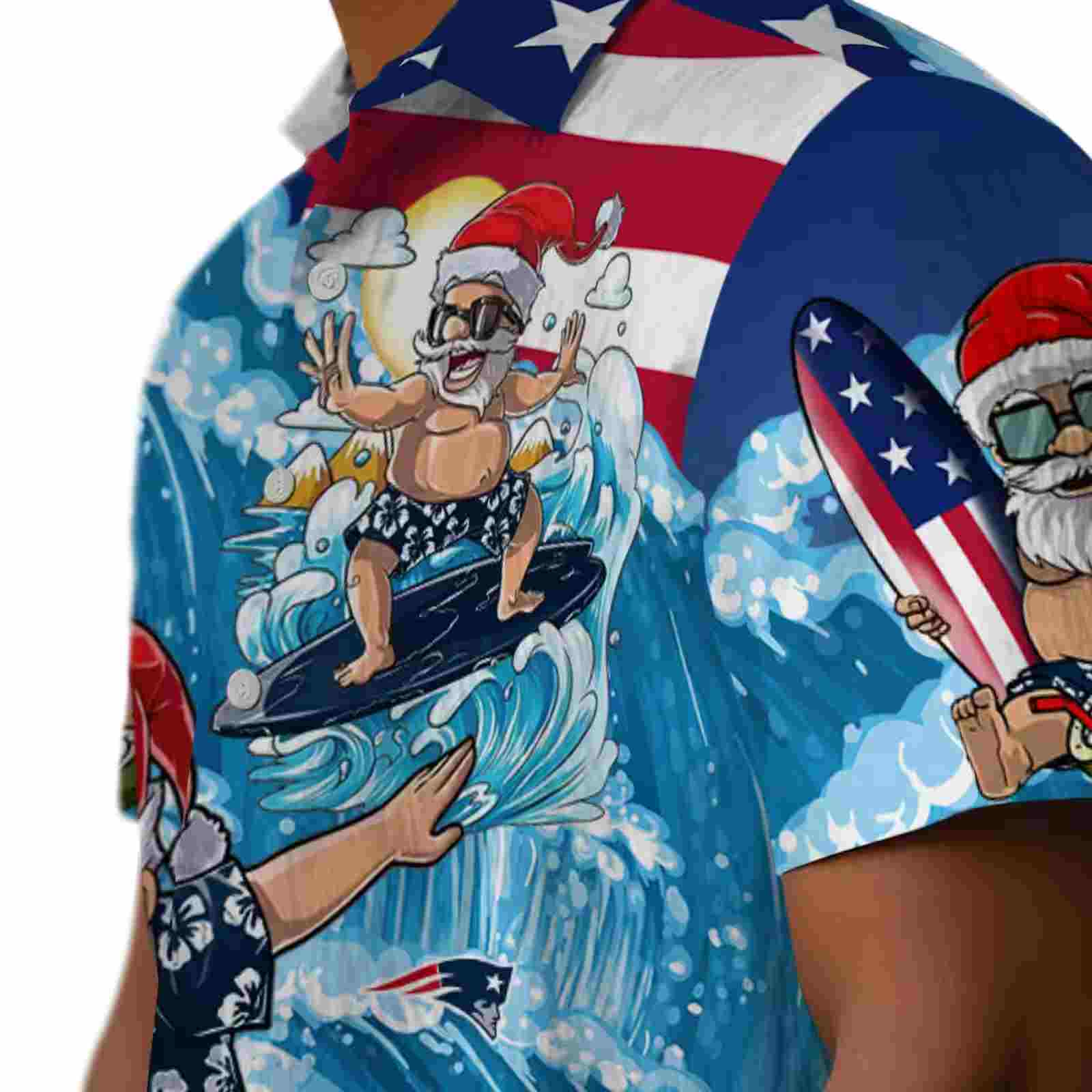 new england patriots surfing santa blue hawaiian shirt trendy