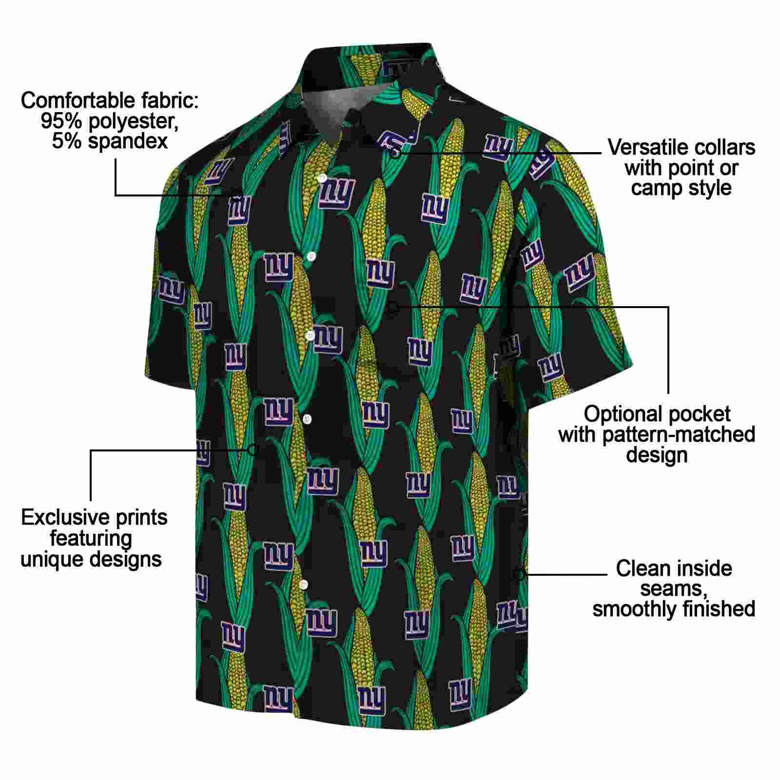 new york giants corn motifs black green hawaiian shirt new arrival