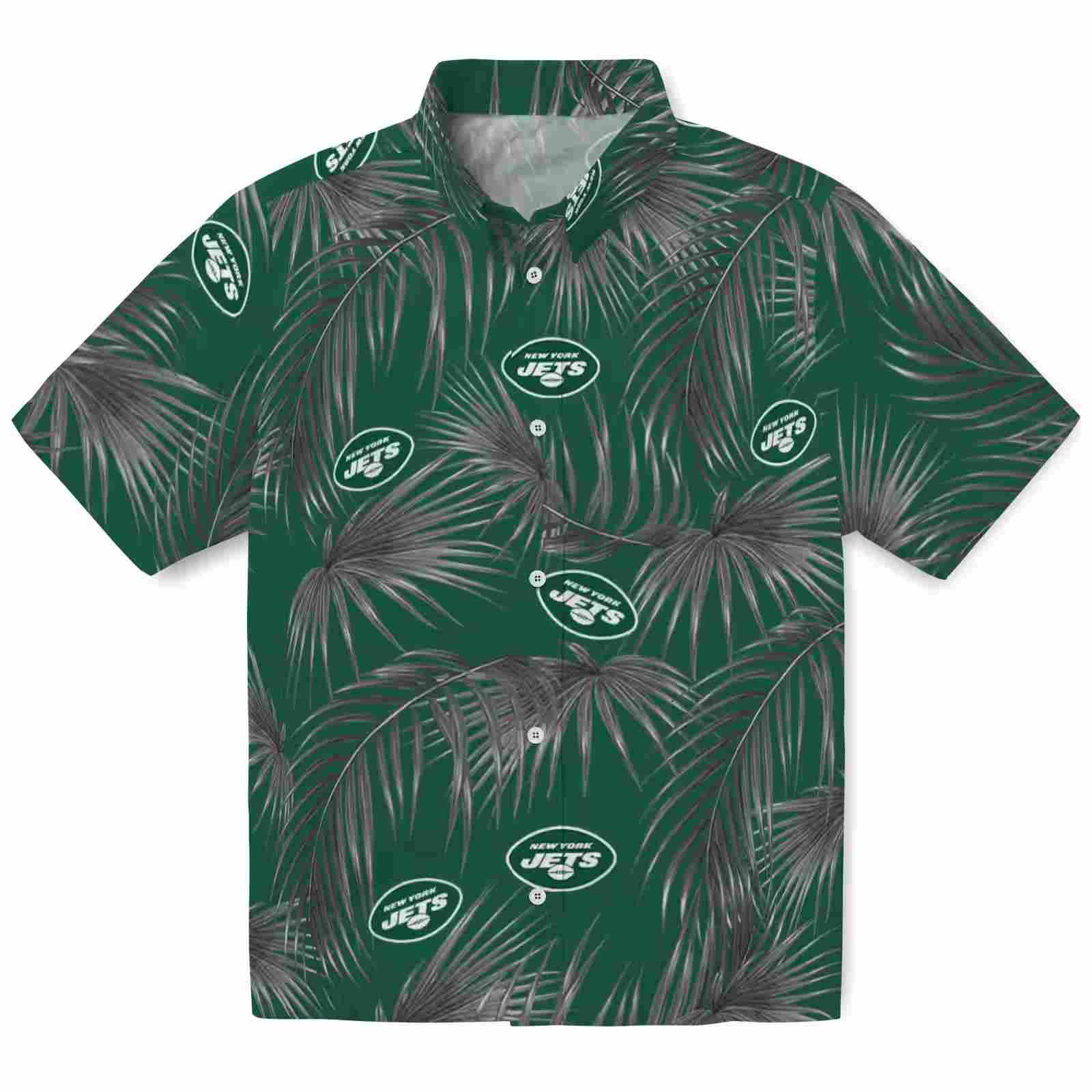 New York Jets Leafy Palms Green Hawaiian Shirt