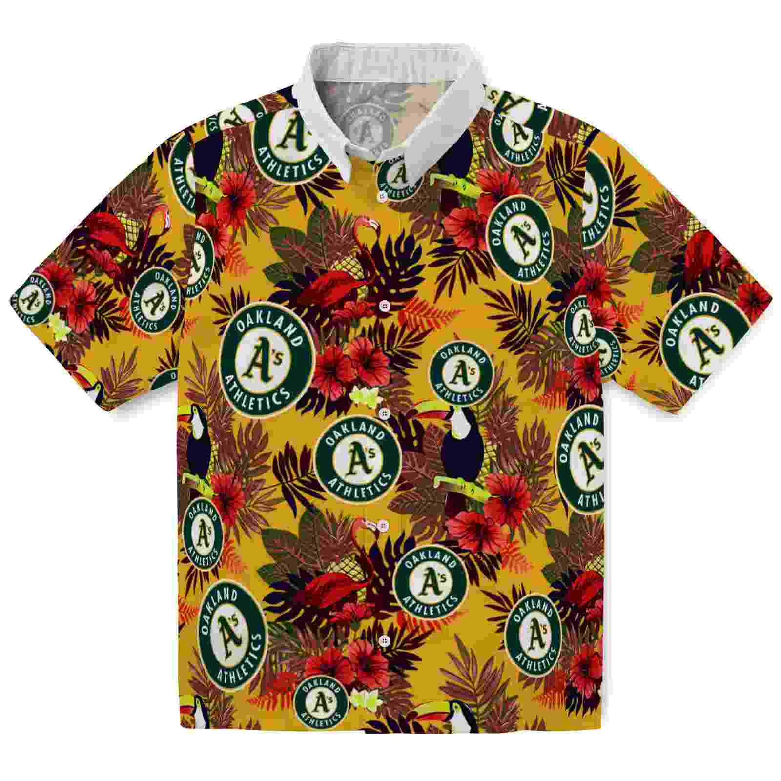 Oakland Athletics Floral Toucan Green Red Hawaiian Shirt