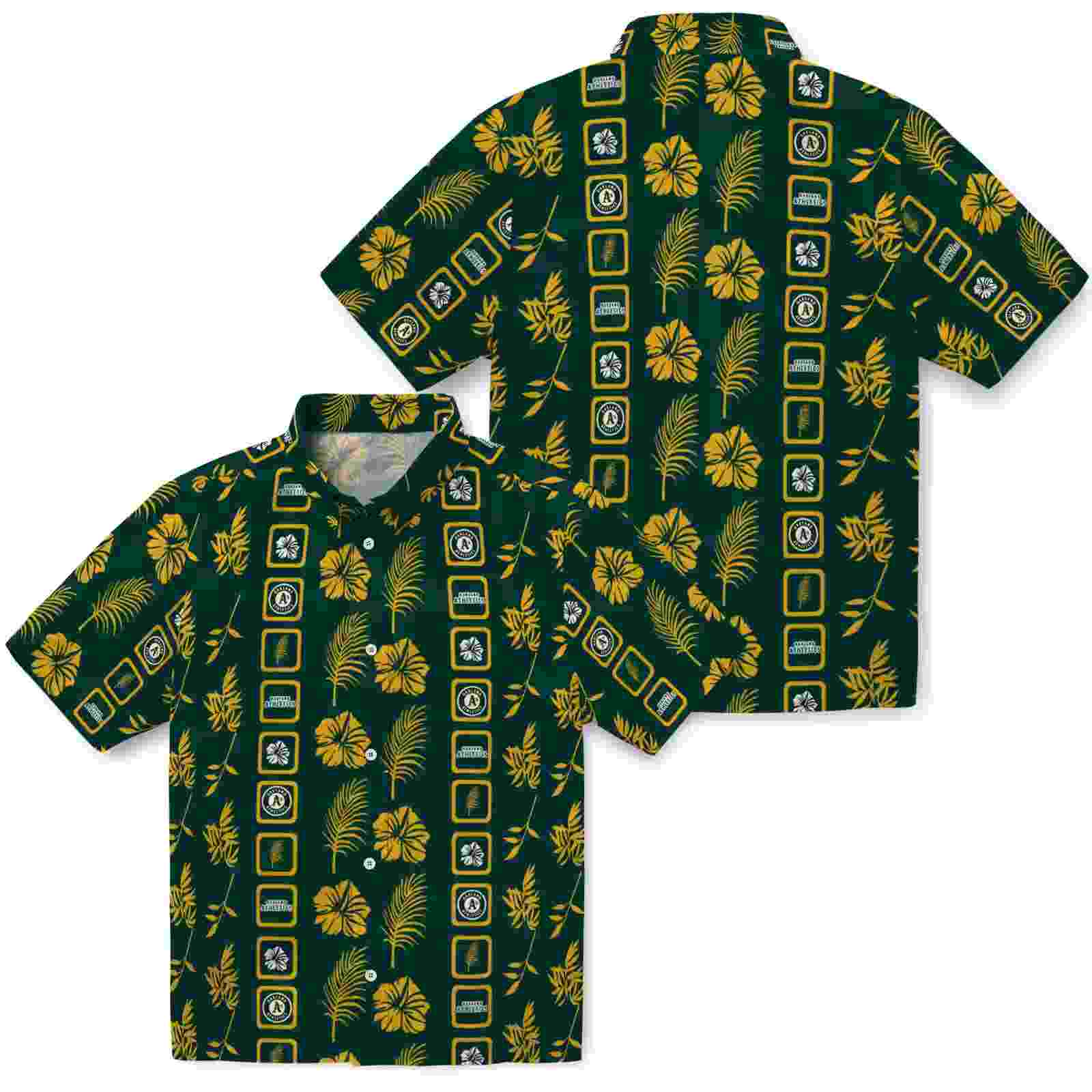 oakland athletics framed floral green hawaiian shirt high quality