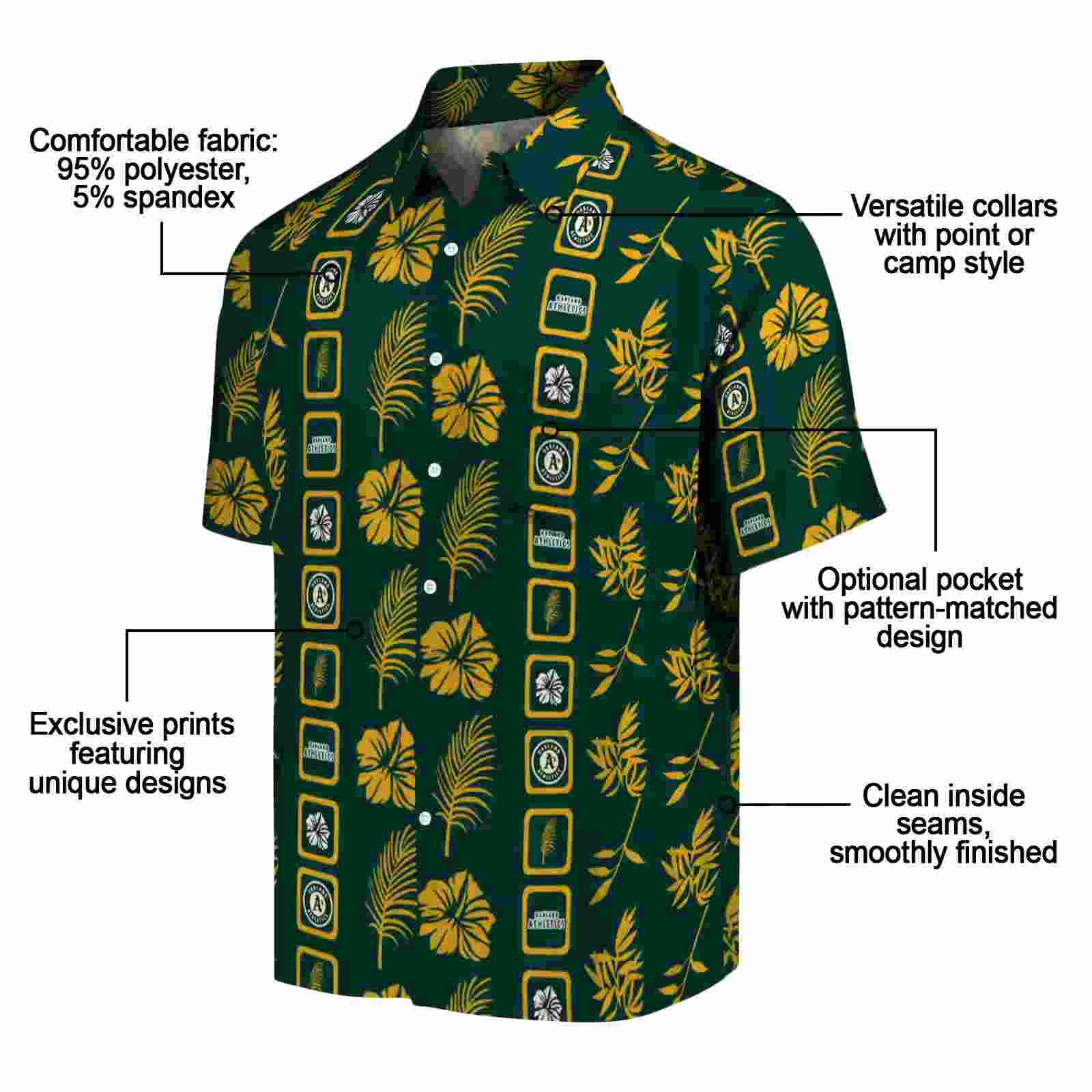 oakland athletics framed floral green hawaiian shirt new arrival