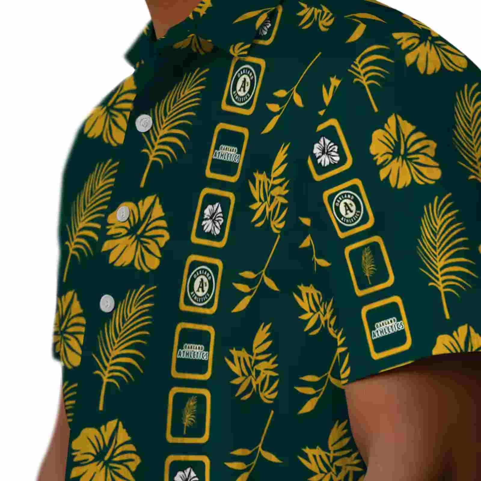 oakland athletics framed floral green hawaiian shirt trendy