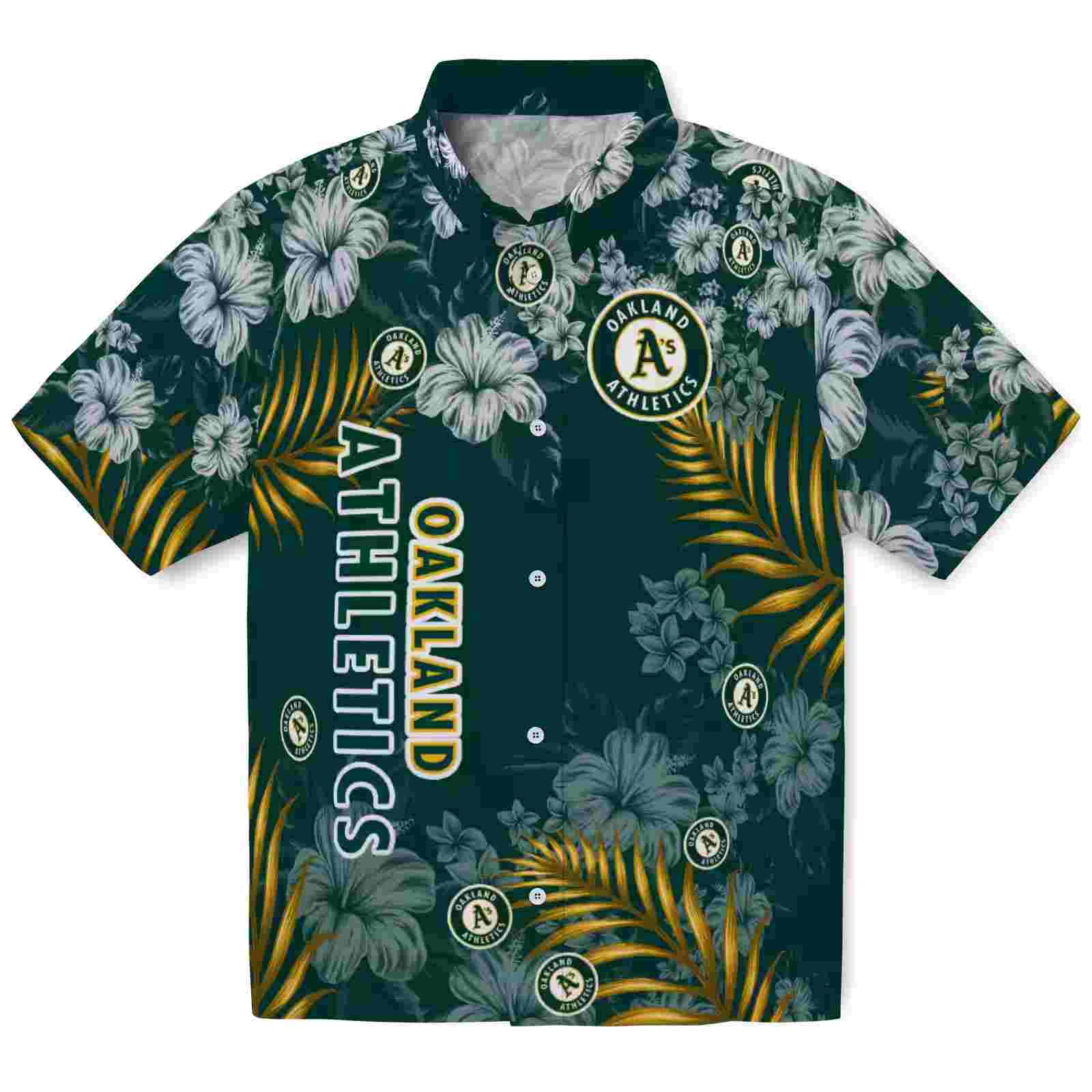 Oakland Athletics Hibiscus Print Green Hawaiian Shirt