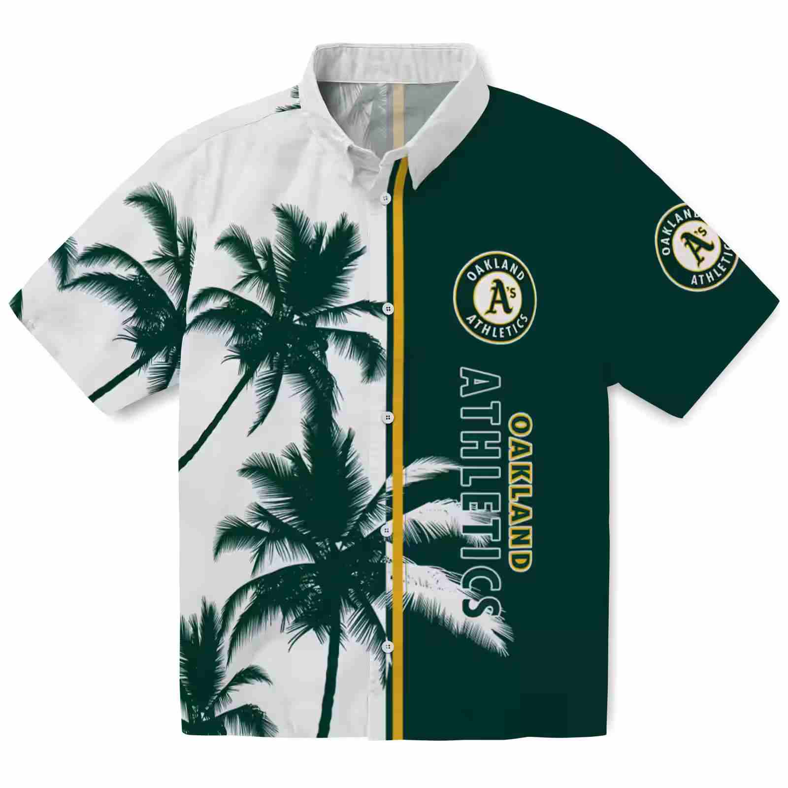 Oakland Athletics Palm Trees Green White Hawaiian Shirt