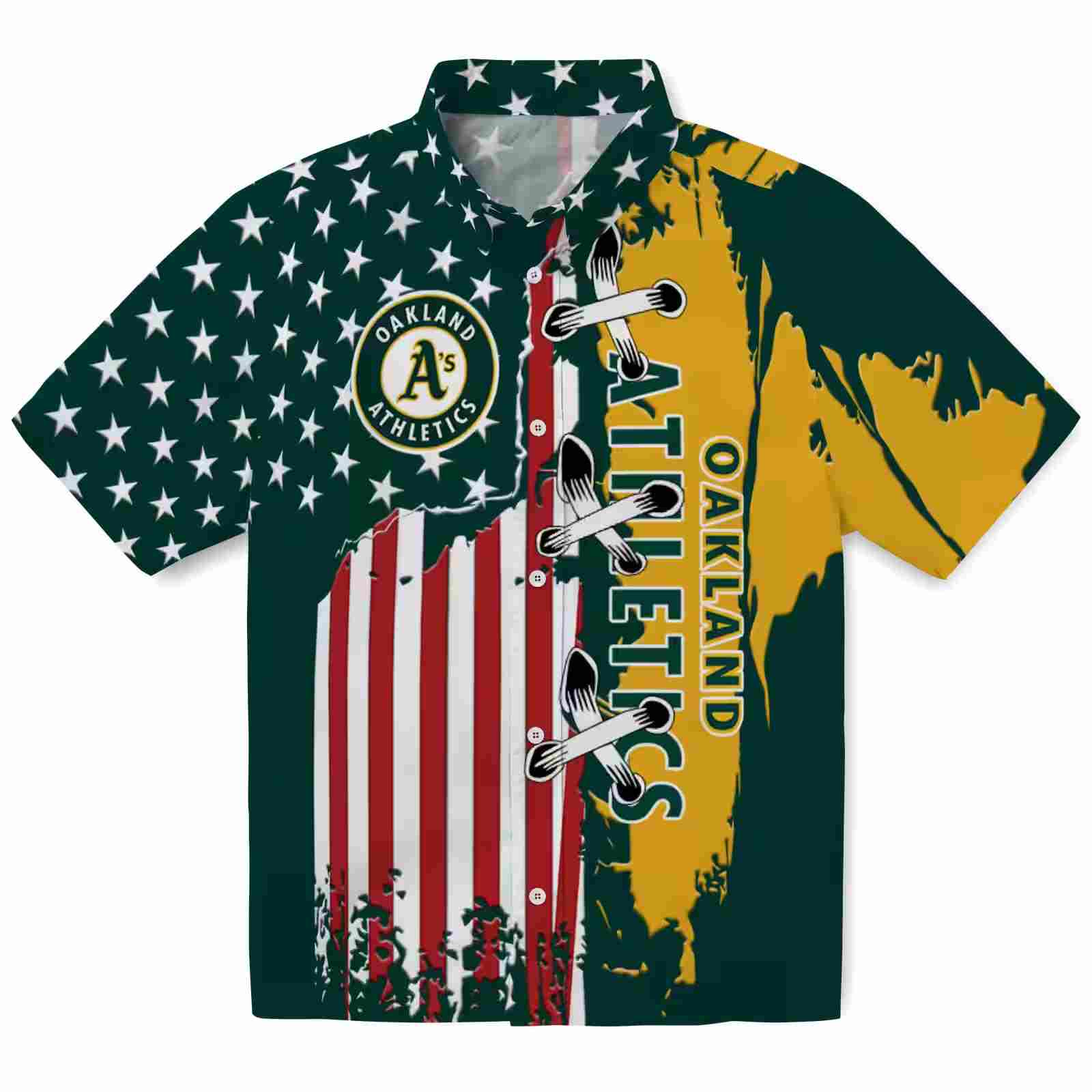 Oakland Athletics Stitched Flag Green Hawaiian Shirt