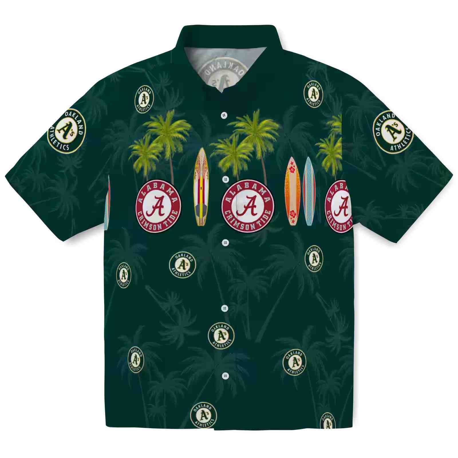 Oakland Athletics Surfboard Palm Green Hawaiian Shirt