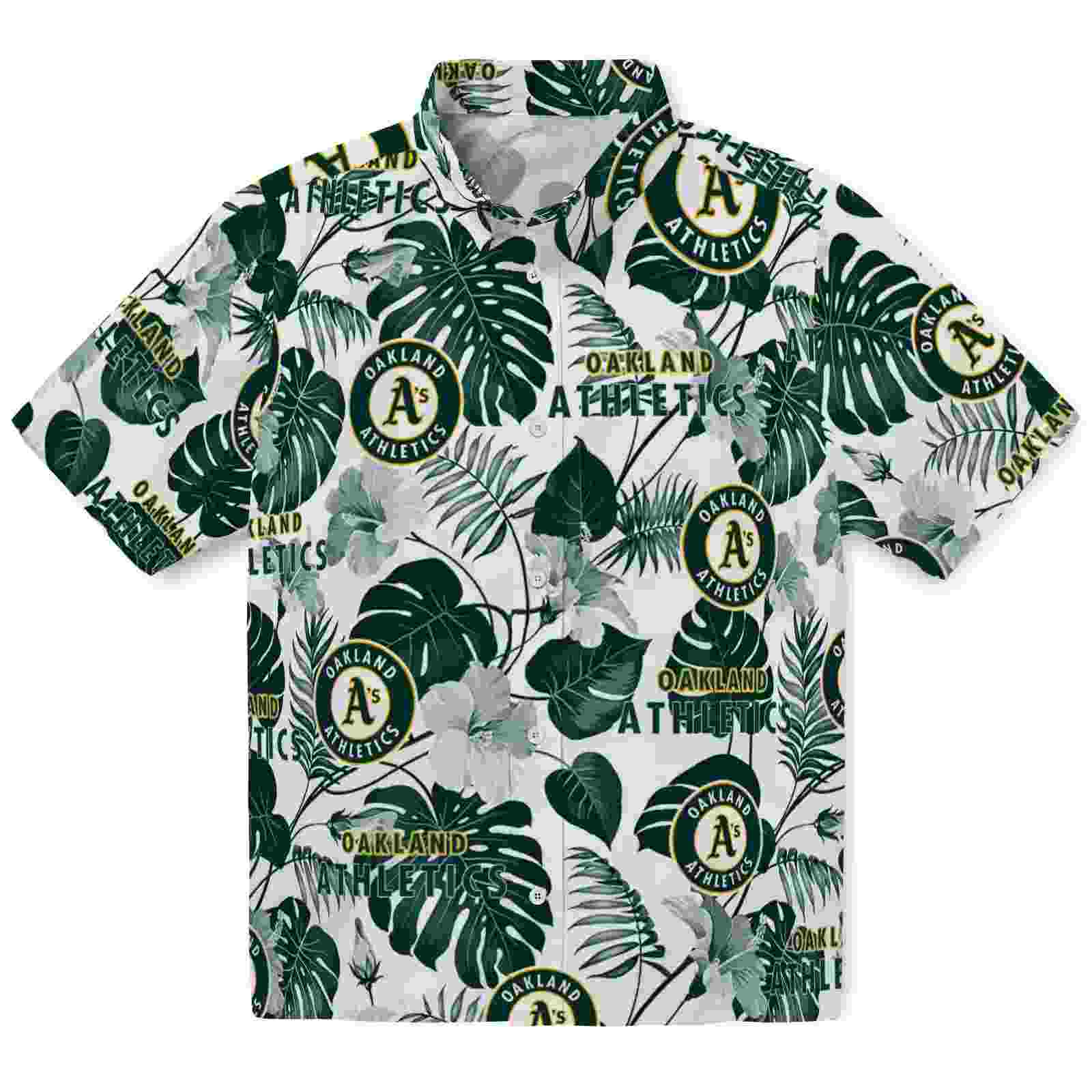 Oakland Athletics Tropical Plants Green White Hawaiian Shirt