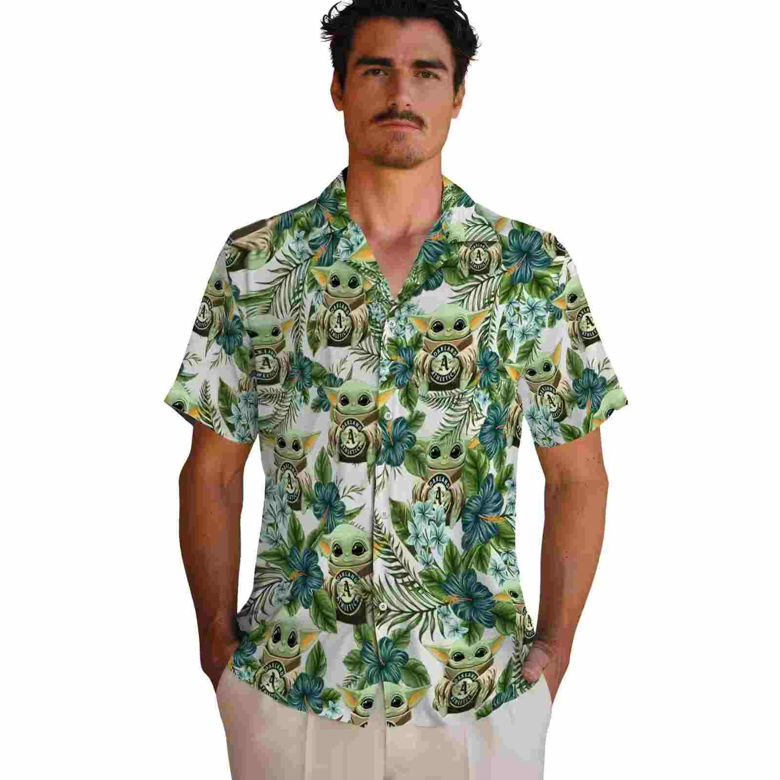 oakland athletics tropical yoda green hawaiian shirt fashion forward