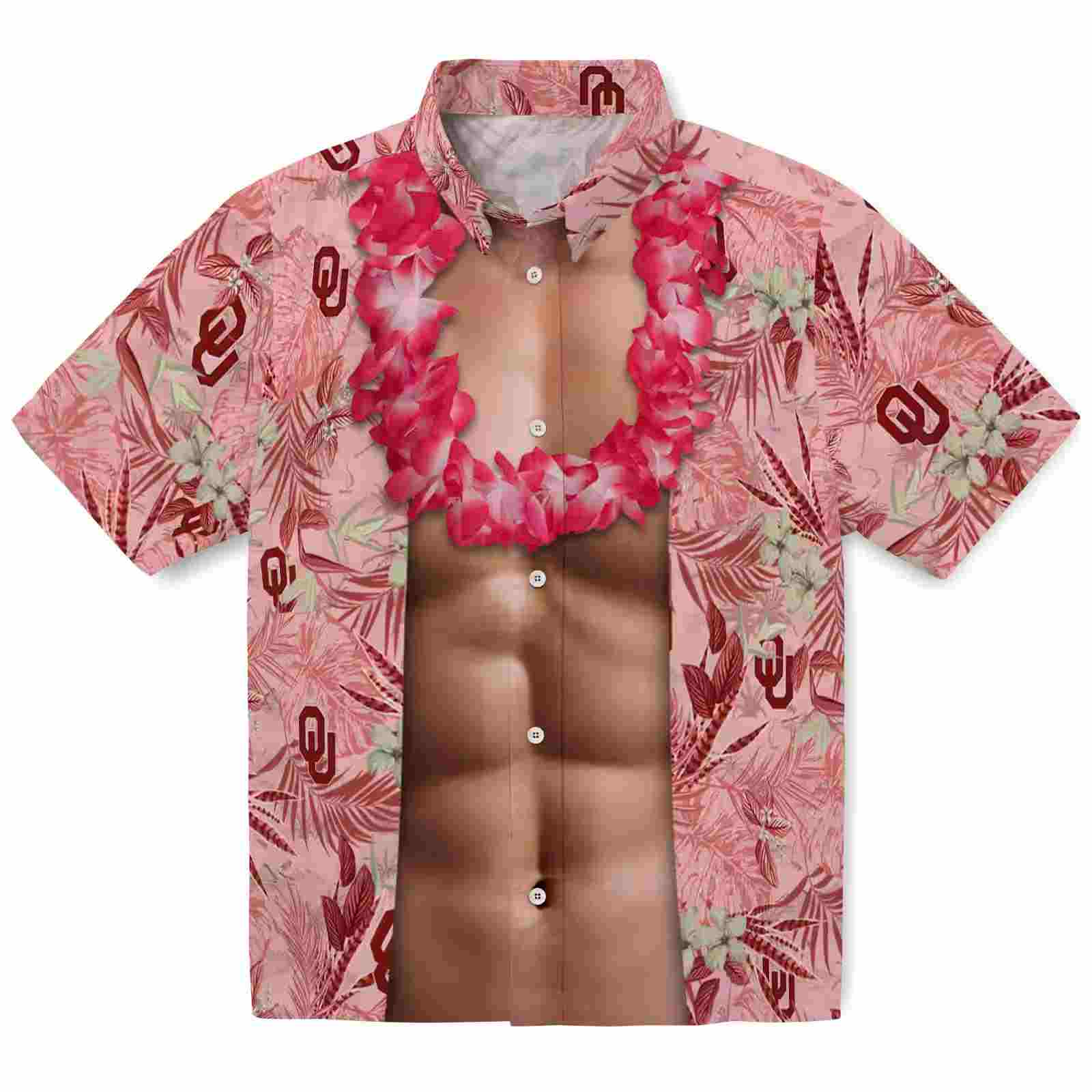 oklahoma sooners chest illusion crimson hawaiian shirt best selling