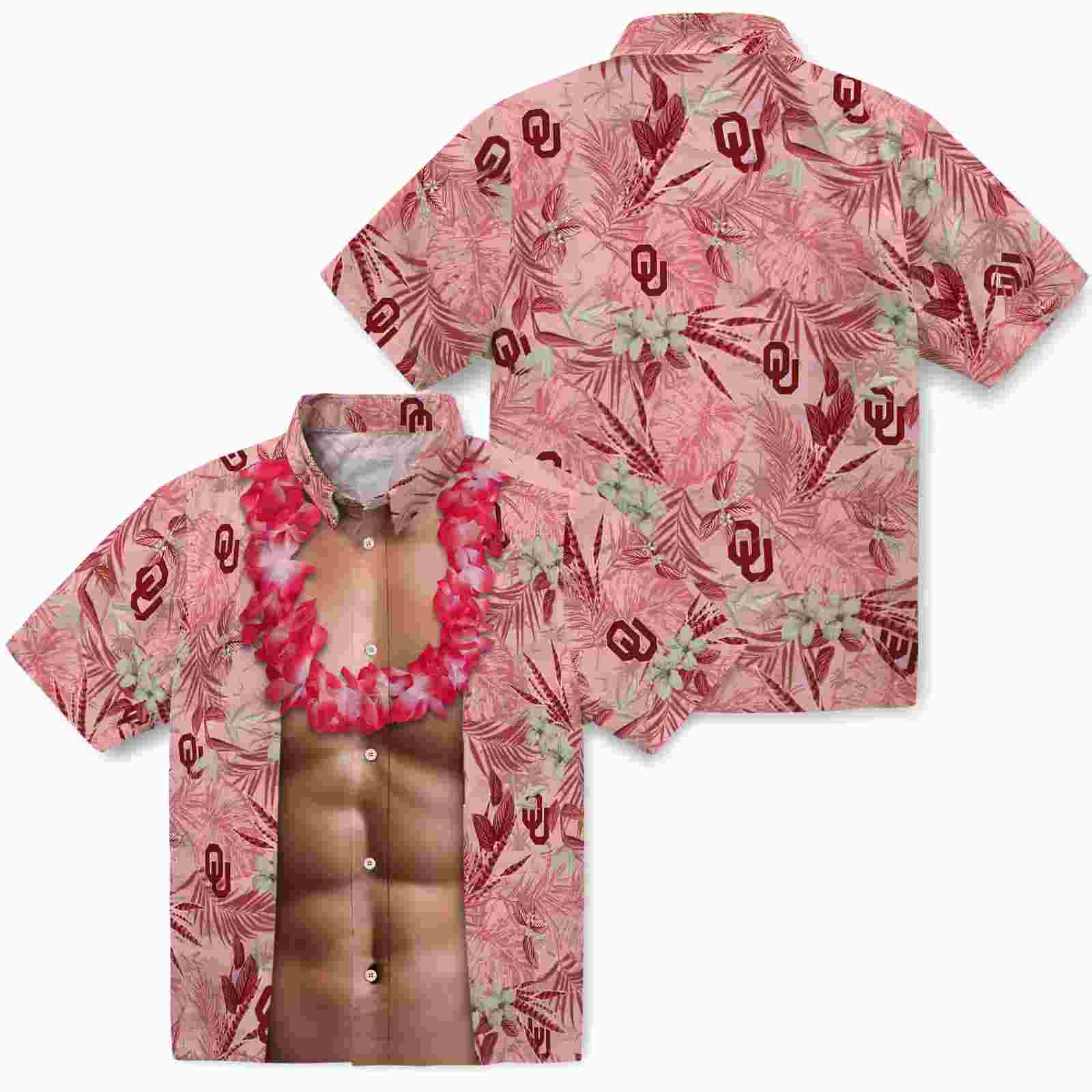 oklahoma sooners chest illusion crimson hawaiian shirt high quality