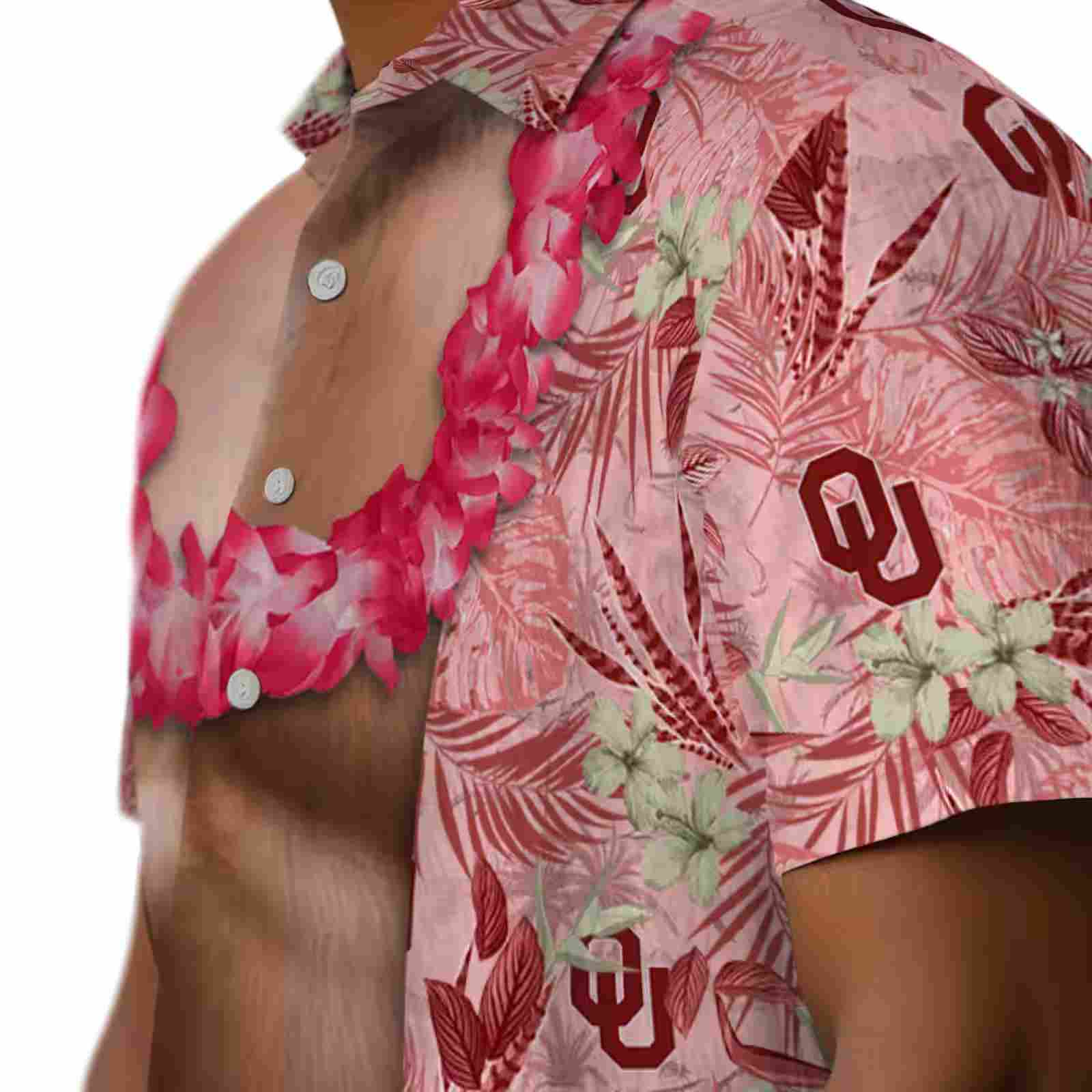 oklahoma sooners chest illusion crimson hawaiian shirt trendy