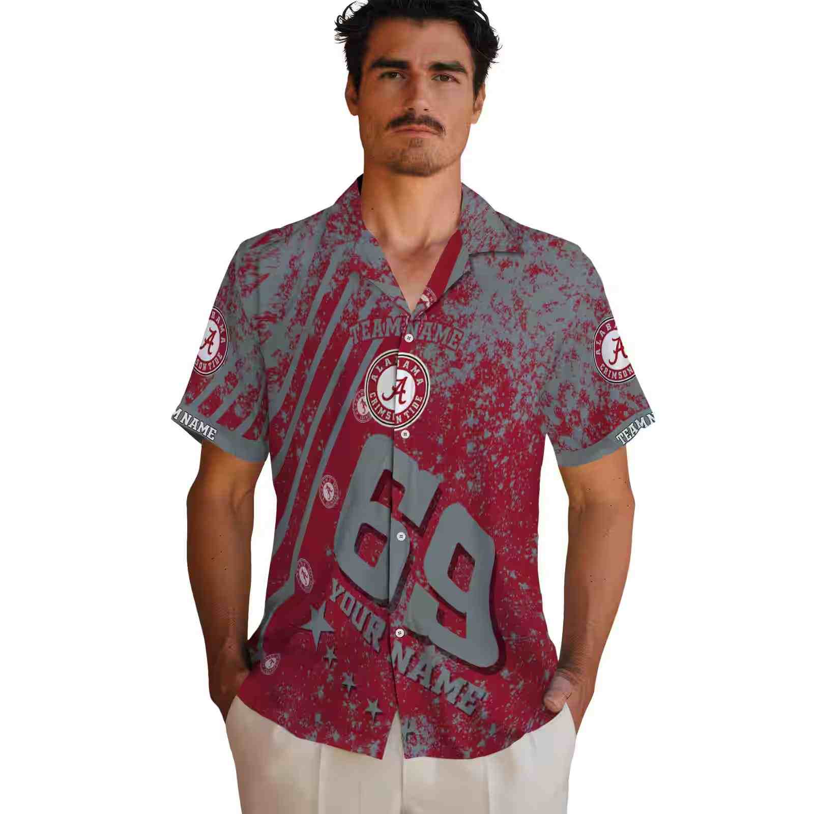 personalized alabama crimson tide star stripes crimson hawaiian shirt fashion forward