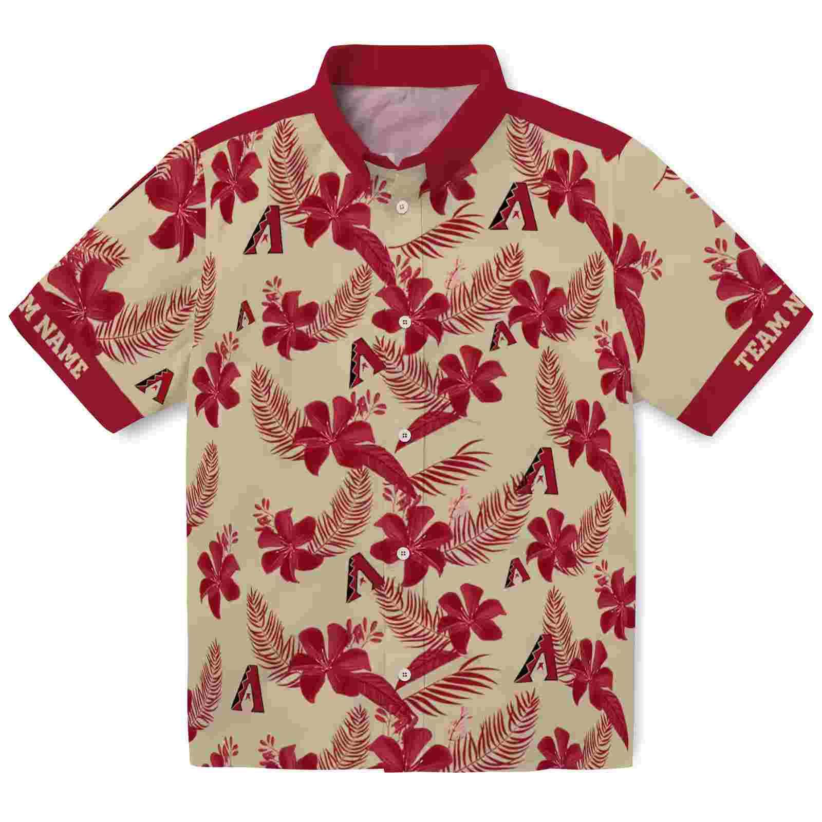 Personalized Arizona Diamondbacks Botanical Print Sand Hawaiian Shirt