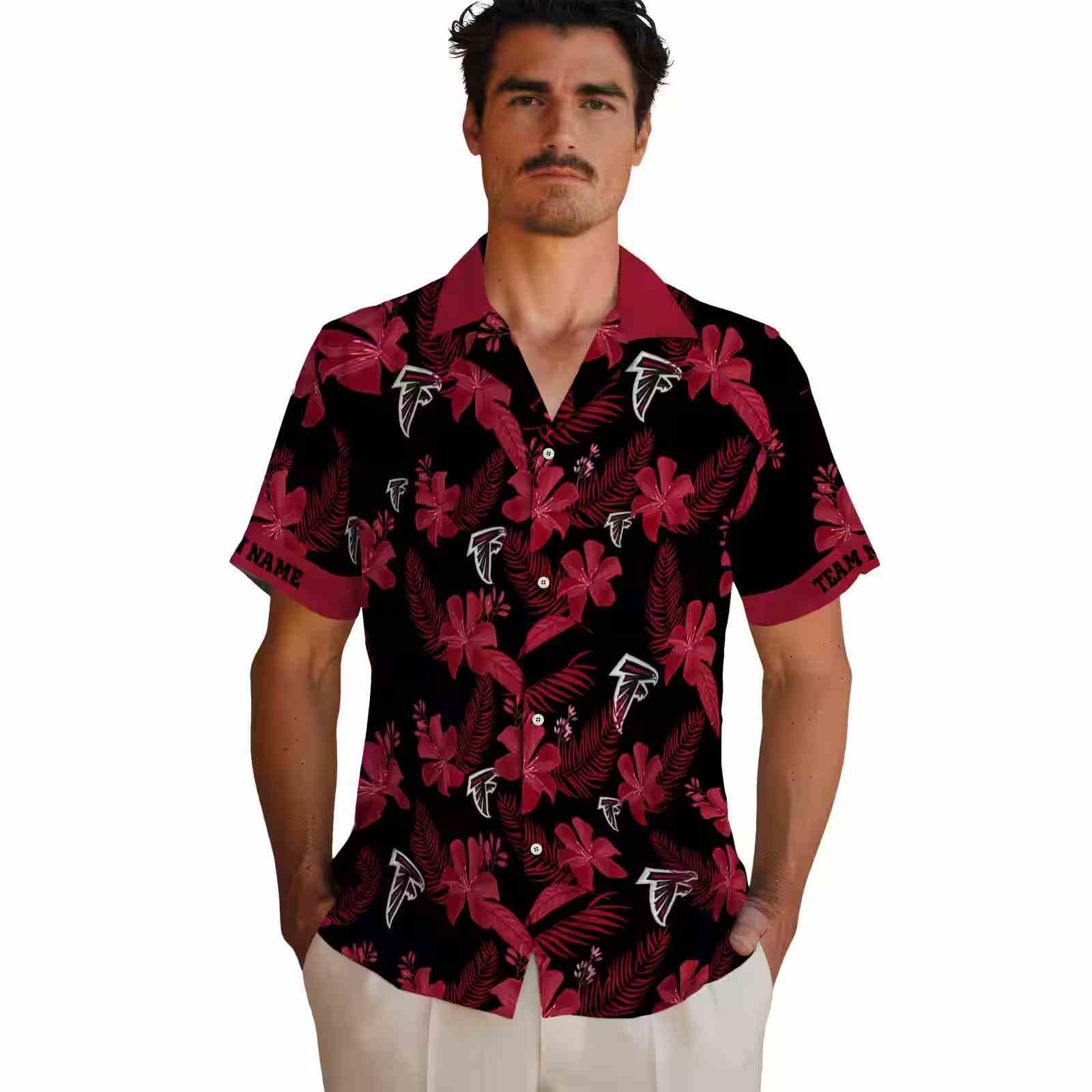 personalized atlanta falcons botanical print black hawaiian shirt fashion forward