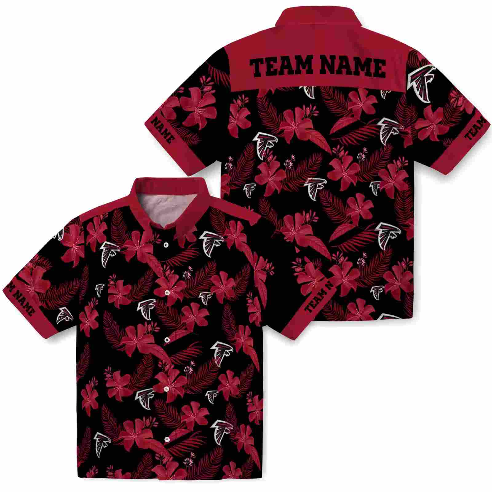 personalized atlanta falcons botanical print black hawaiian shirt high quality