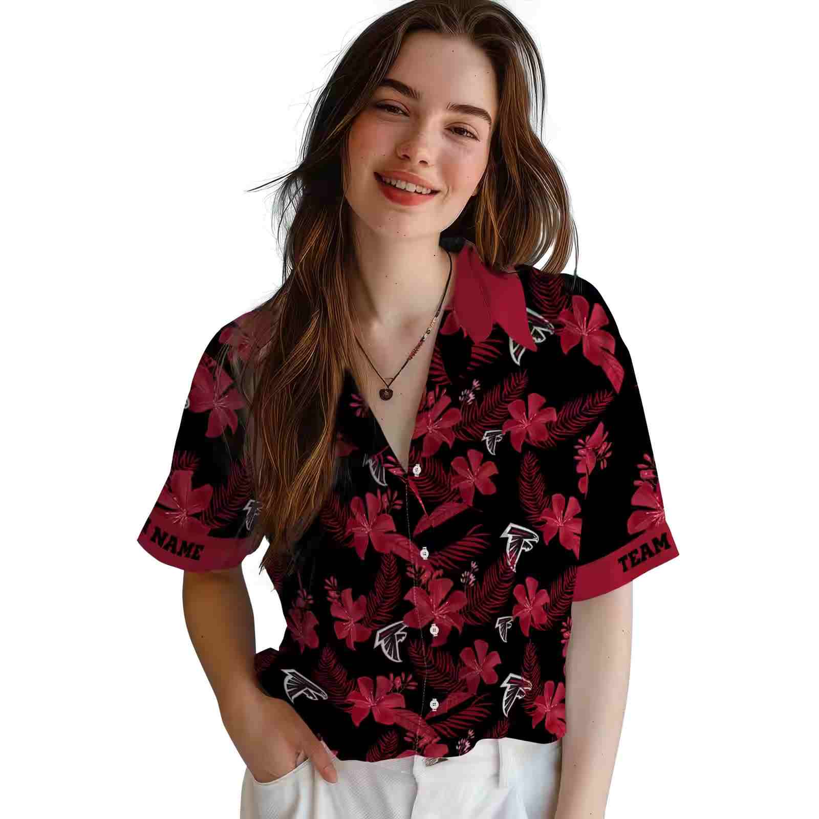 personalized atlanta falcons botanical print black hawaiian shirt latest model