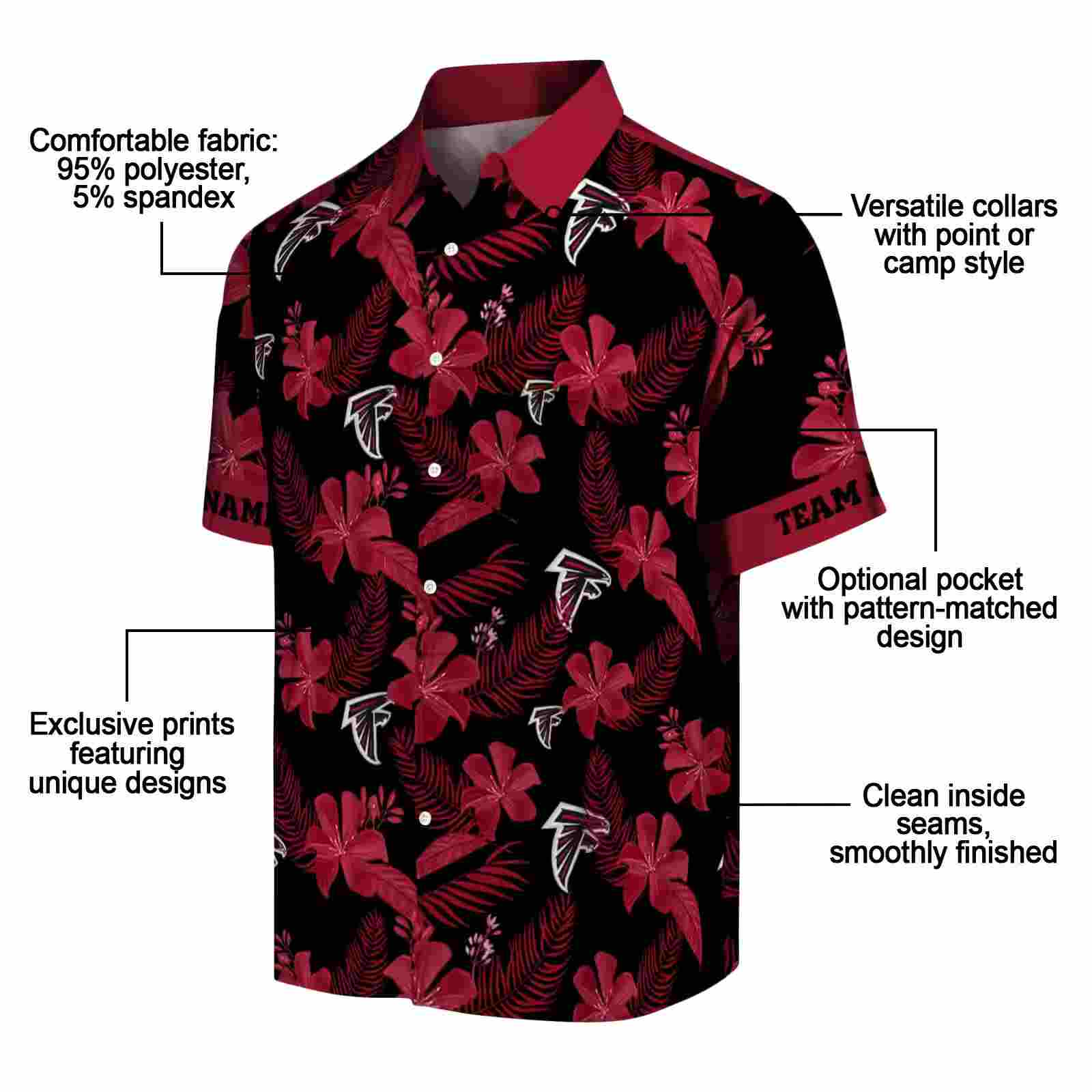 personalized atlanta falcons botanical print black hawaiian shirt new arrival