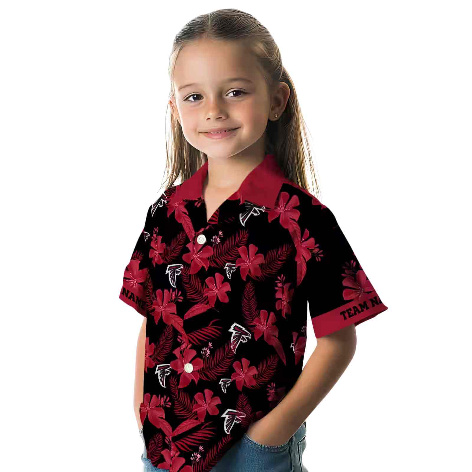 personalized atlanta falcons botanical print black hawaiian shirt premium grade