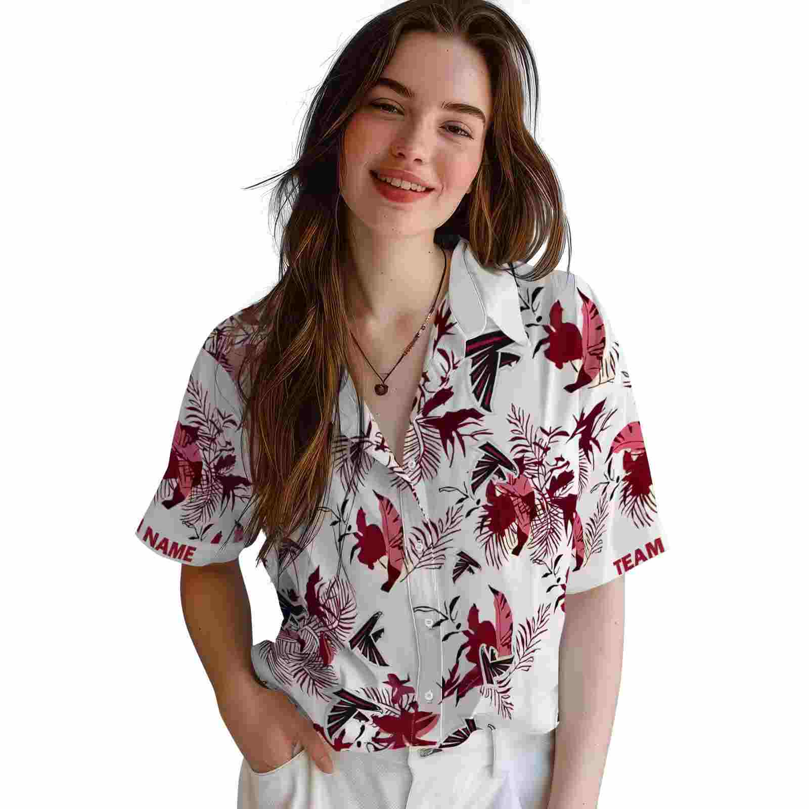 personalized atlanta falcons botanical theme red white hawaiian shirt latest model