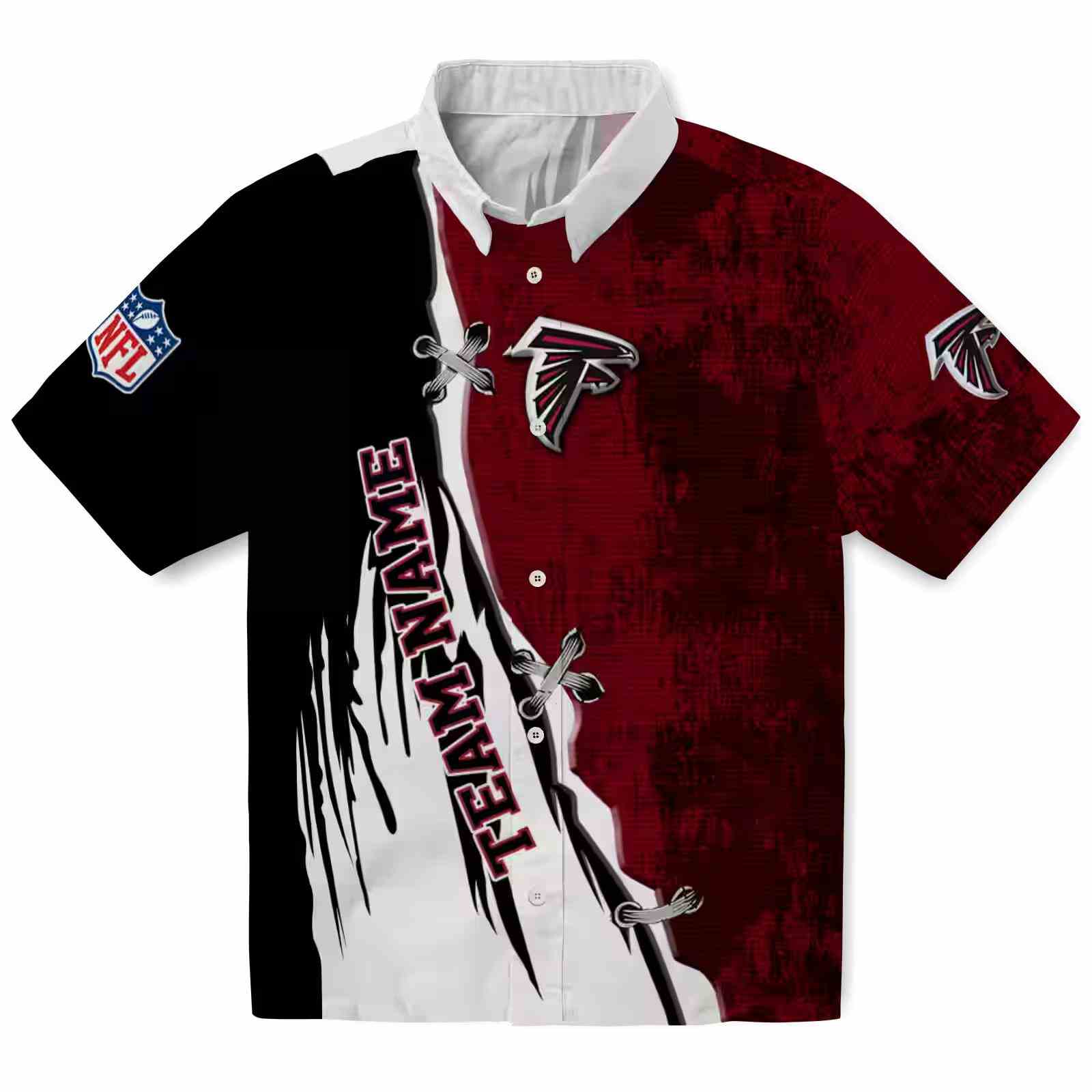 Personalized Atlanta Falcons Edgy Streaks Red White Hawaiian Shirt