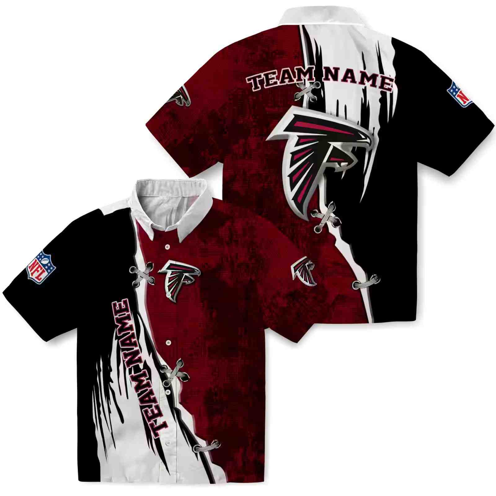 personalized atlanta falcons edgy streaks red white hawaiian shirt high quality