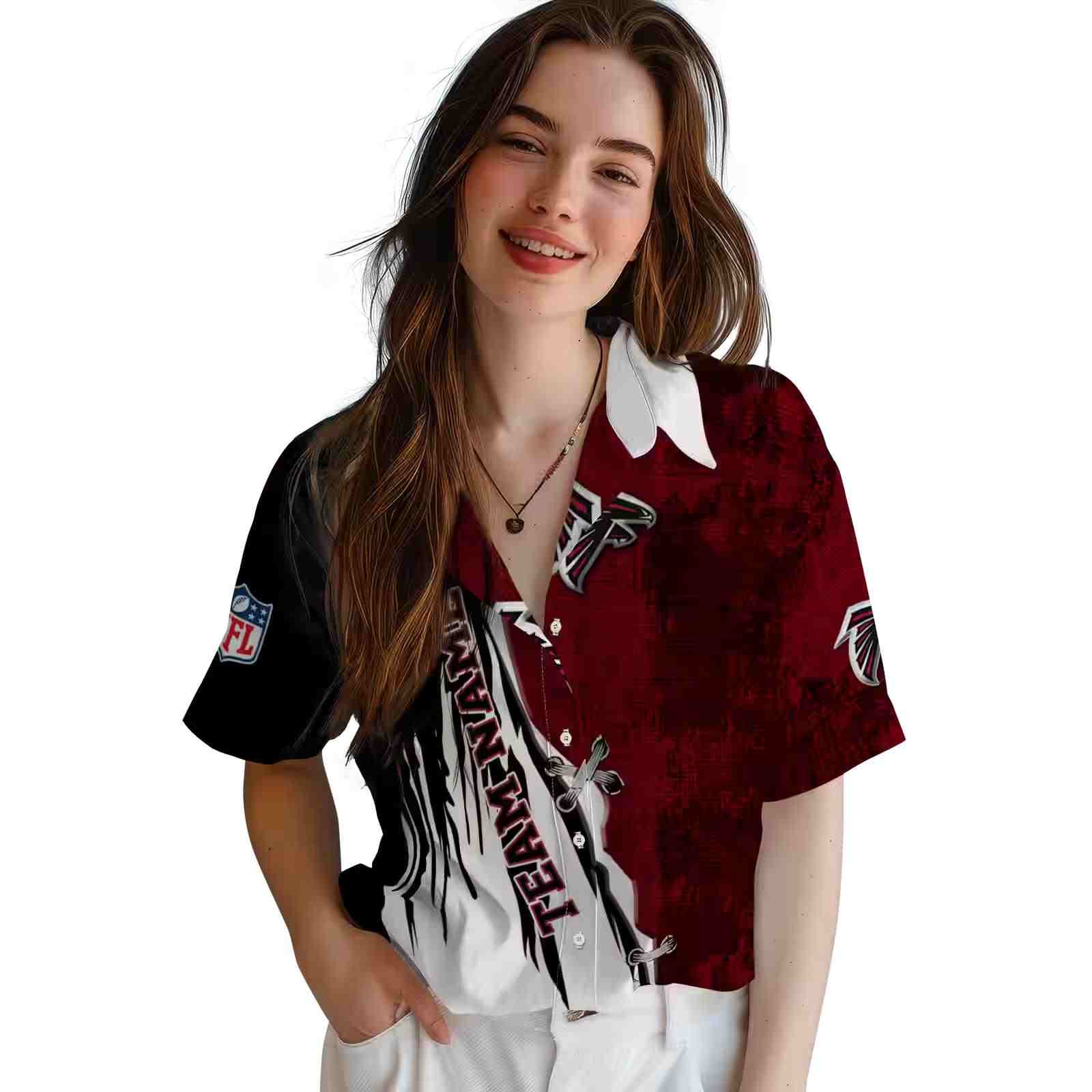 personalized atlanta falcons edgy streaks red white hawaiian shirt latest model