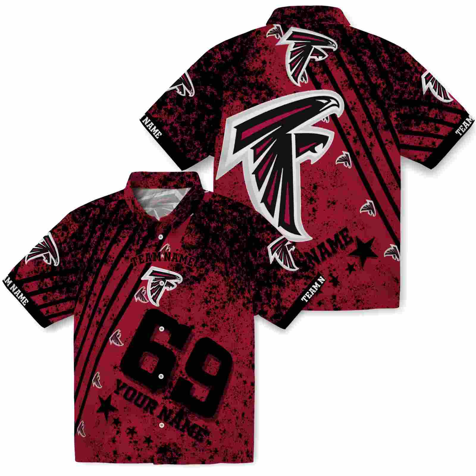 personalized atlanta falcons star stripes red hawaiian shirt high quality