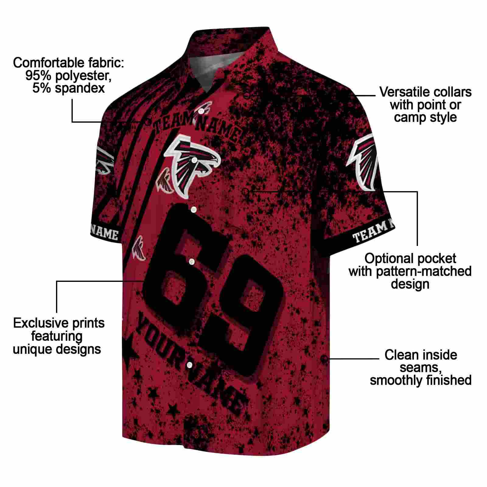 personalized atlanta falcons star stripes red hawaiian shirt new arrival