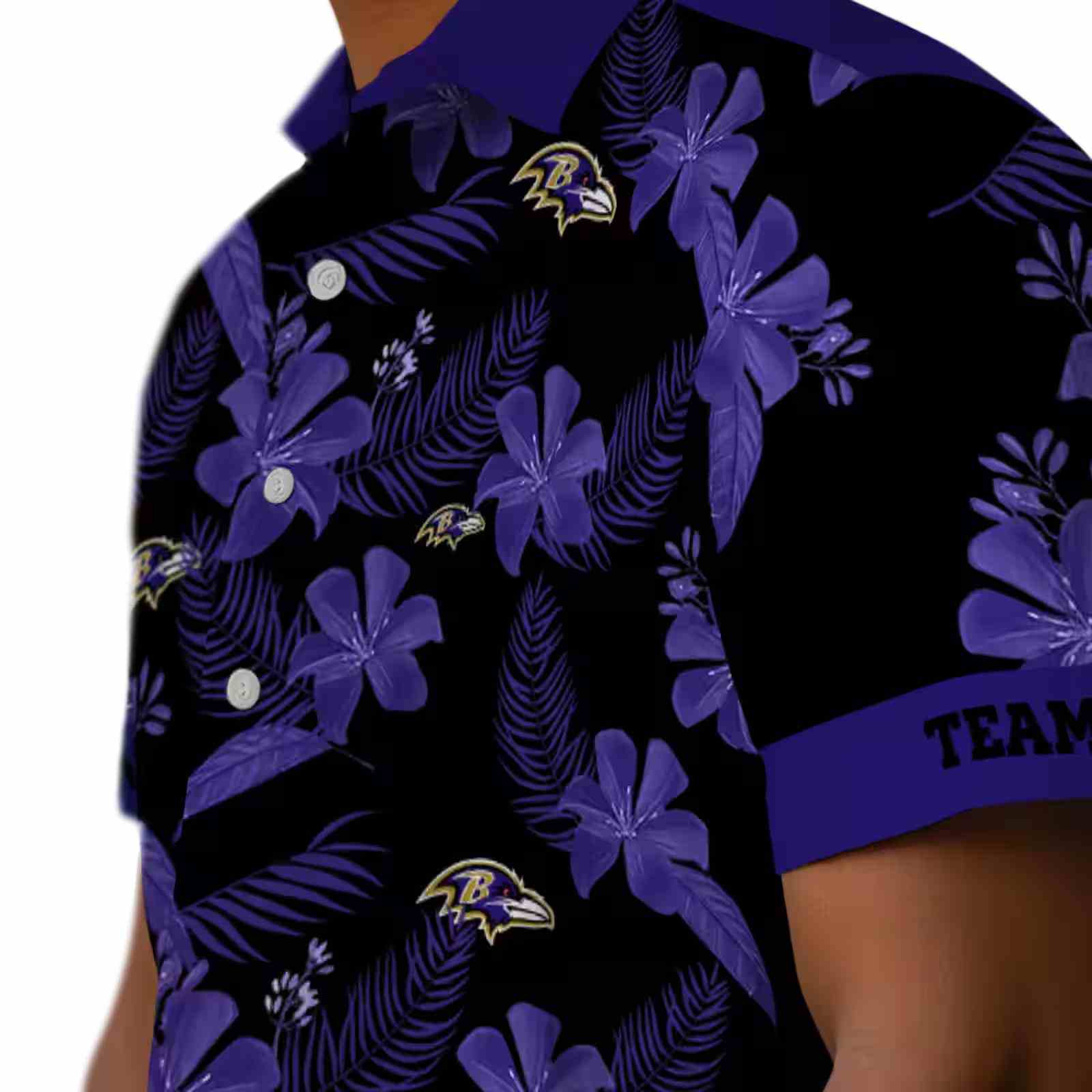 personalized baltimore ravens botanical print black hawaiian shirt trendy