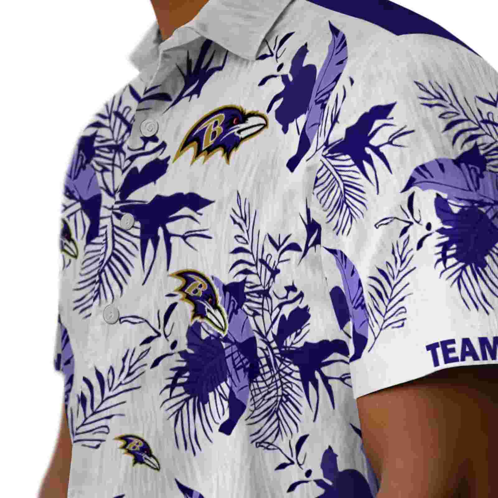 personalized baltimore ravens botanical theme purple white hawaiian shirt trendy