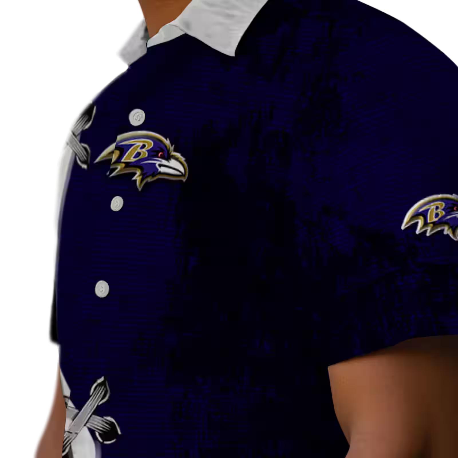 personalized baltimore ravens edgy streaks purple white hawaiian shirt trendy