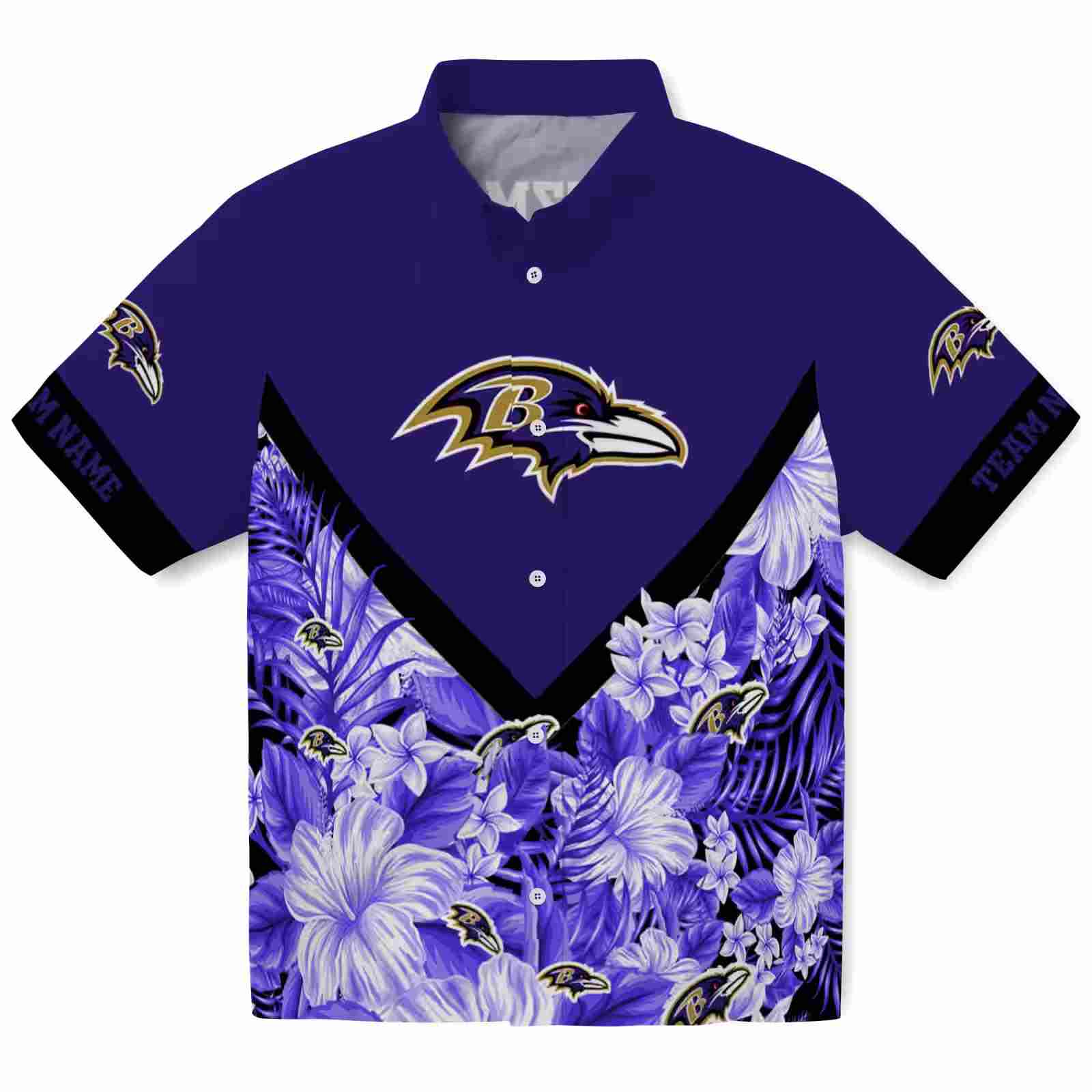 personalized baltimore ravens floral chevron purple hawaiian shirt best selling