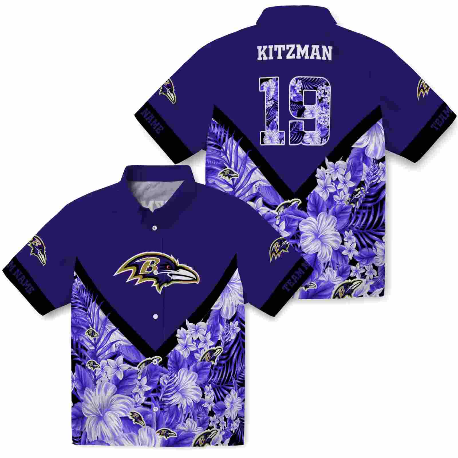 personalized baltimore ravens floral chevron purple hawaiian shirt high quality