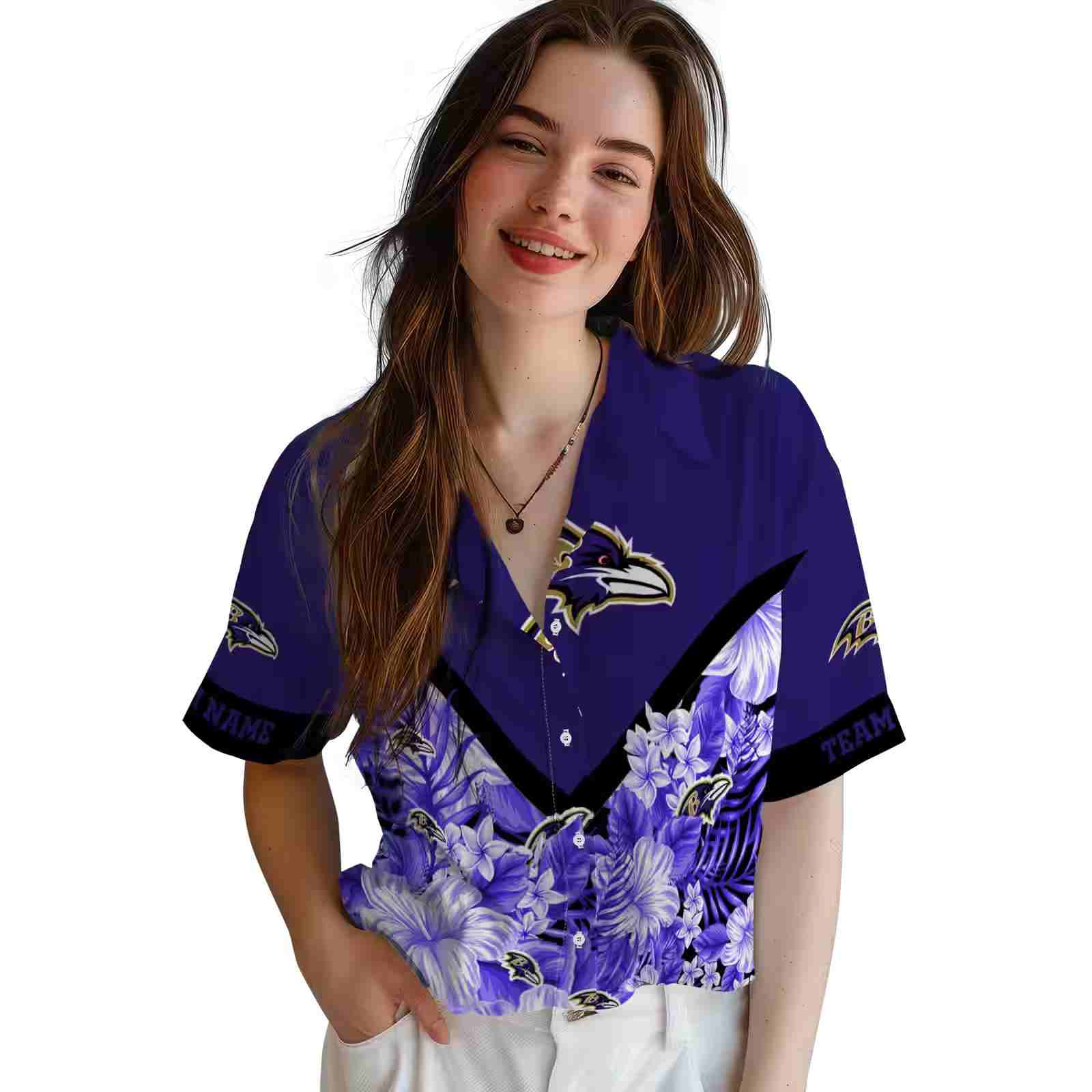 personalized baltimore ravens floral chevron purple hawaiian shirt latest model