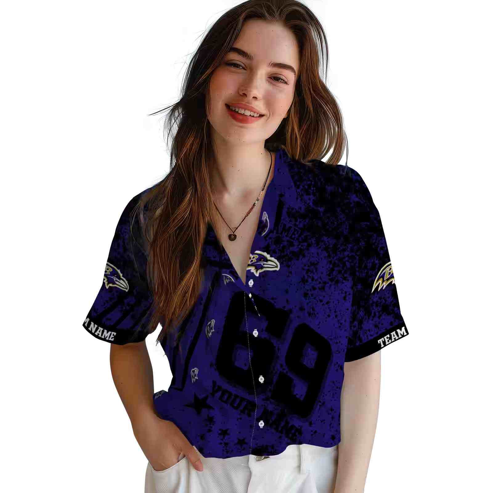 personalized baltimore ravens star stripes purple hawaiian shirt latest model